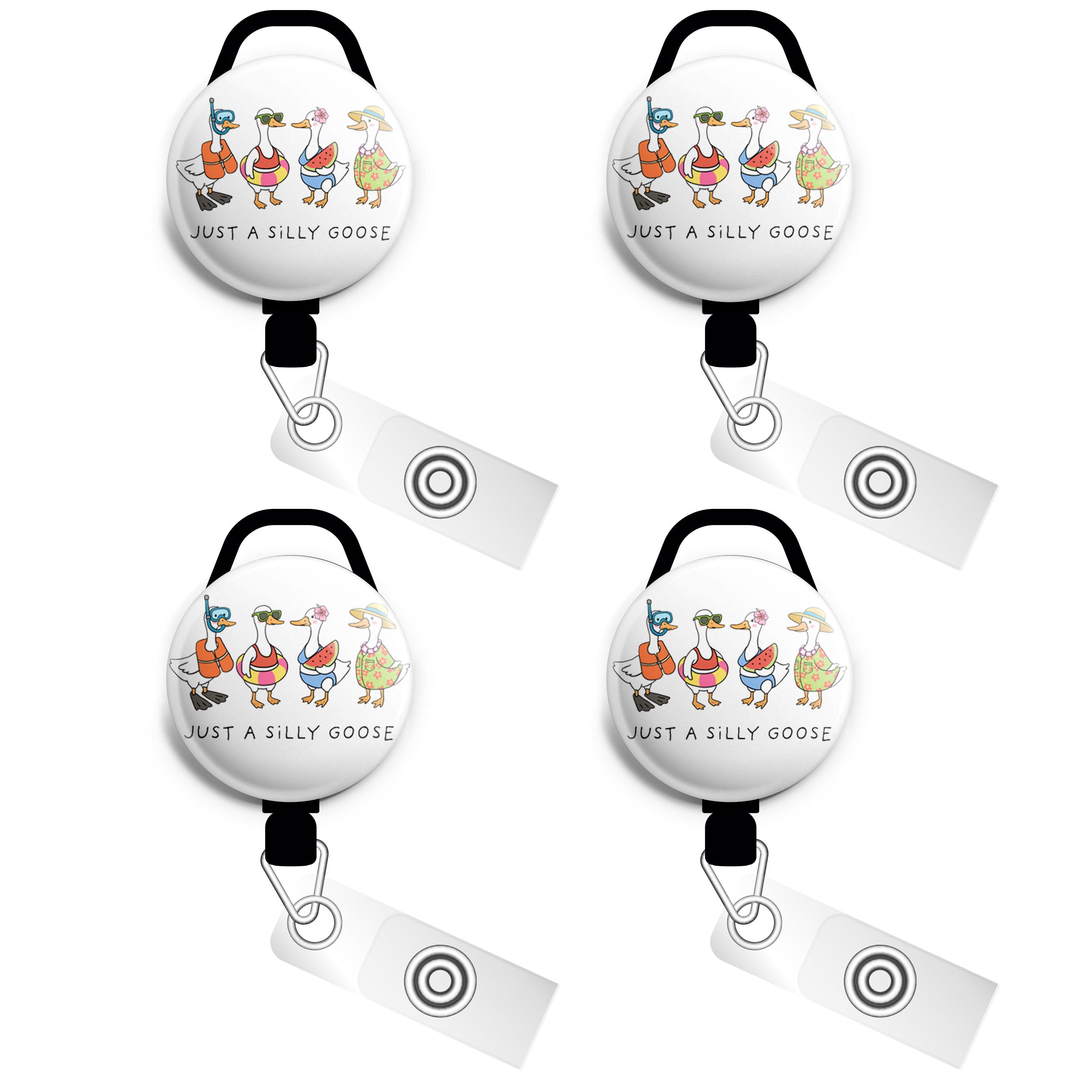 Flower Power Smile Swapfinity Retractable ID Badge Reel - Slide 4pk |Save 10% / Black - Topperswap