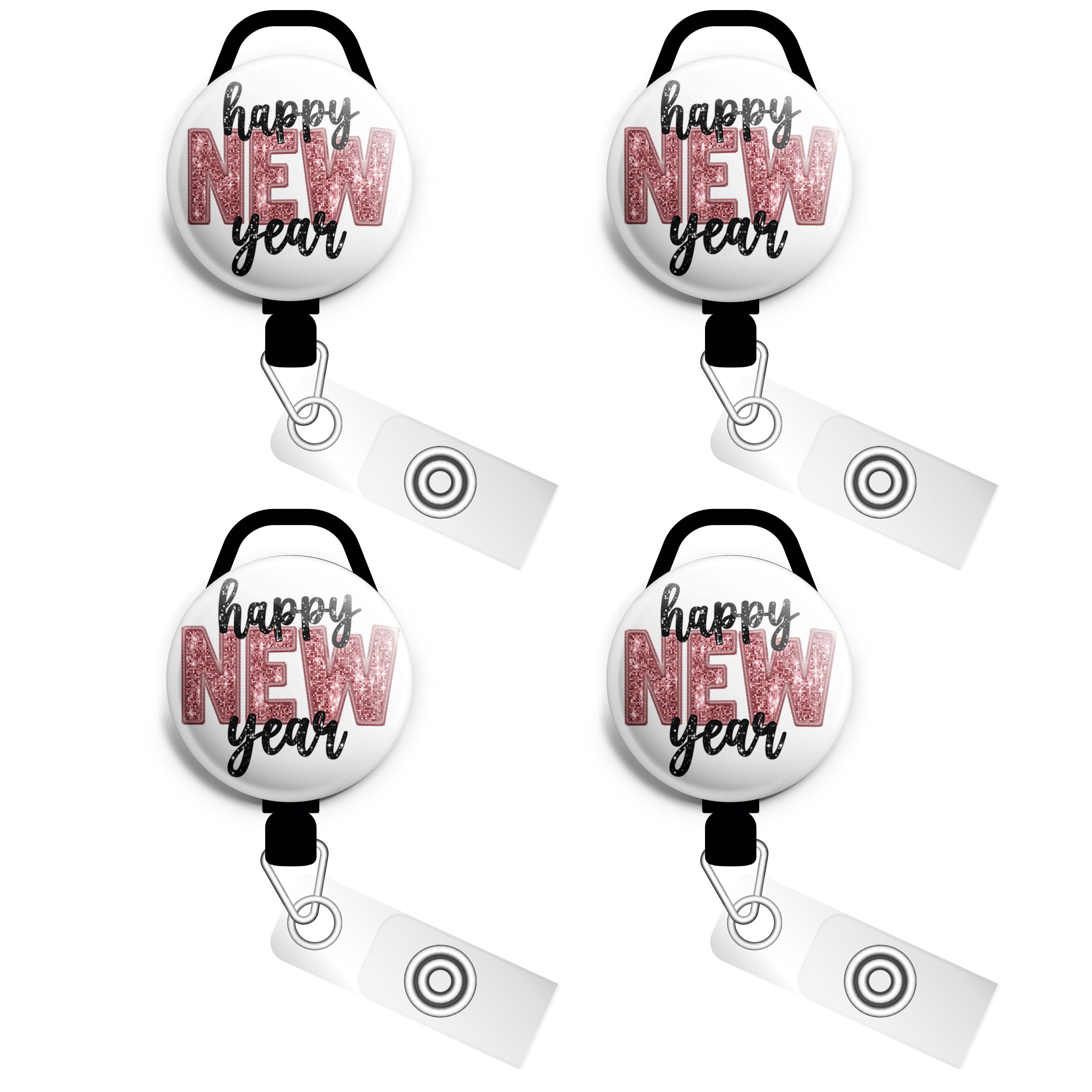 Rose Gold New Year Cheer Swapfinity Retractable ID Badge Reel -  - Topperswap