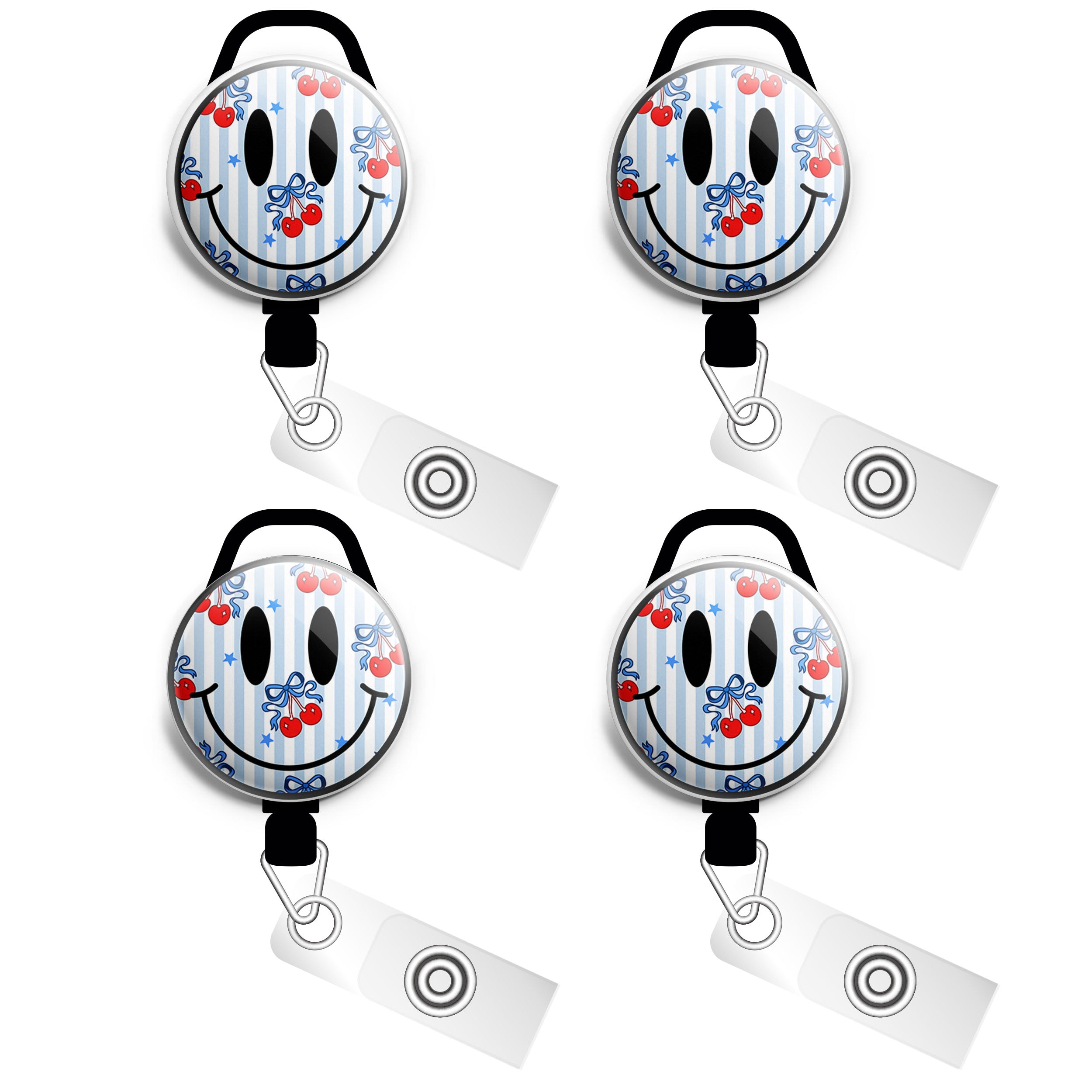 Cherry Bomb Smiley Swapfinity Retractable ID Badge Reel - - Topperswap