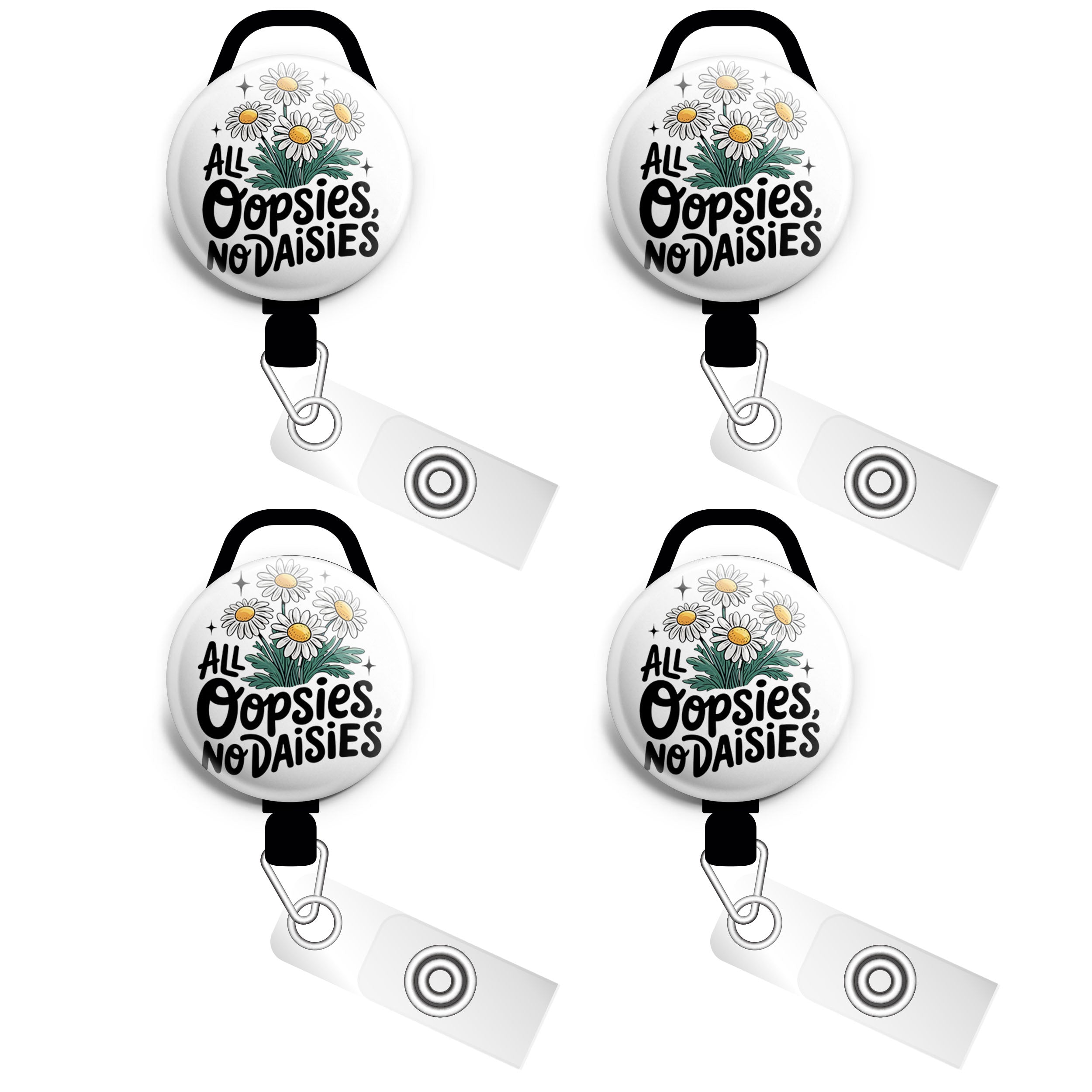 Oopsies No Daisies Swapfinity Retractable ID Badge Reel - - Topperswap