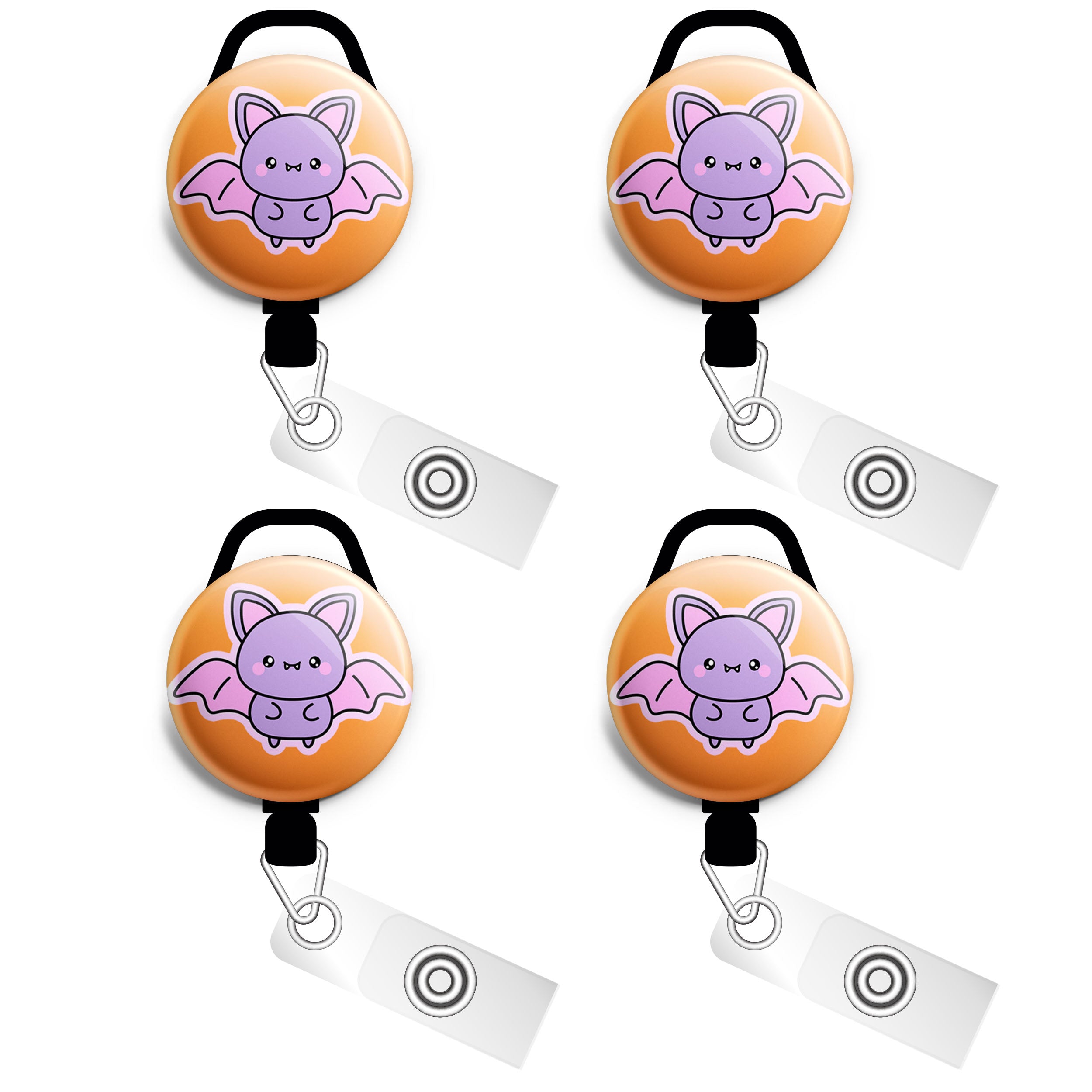 Purple Winged Cutie Bat Orange Swapfinity Retractable ID Badge Reel -  - Topperswap