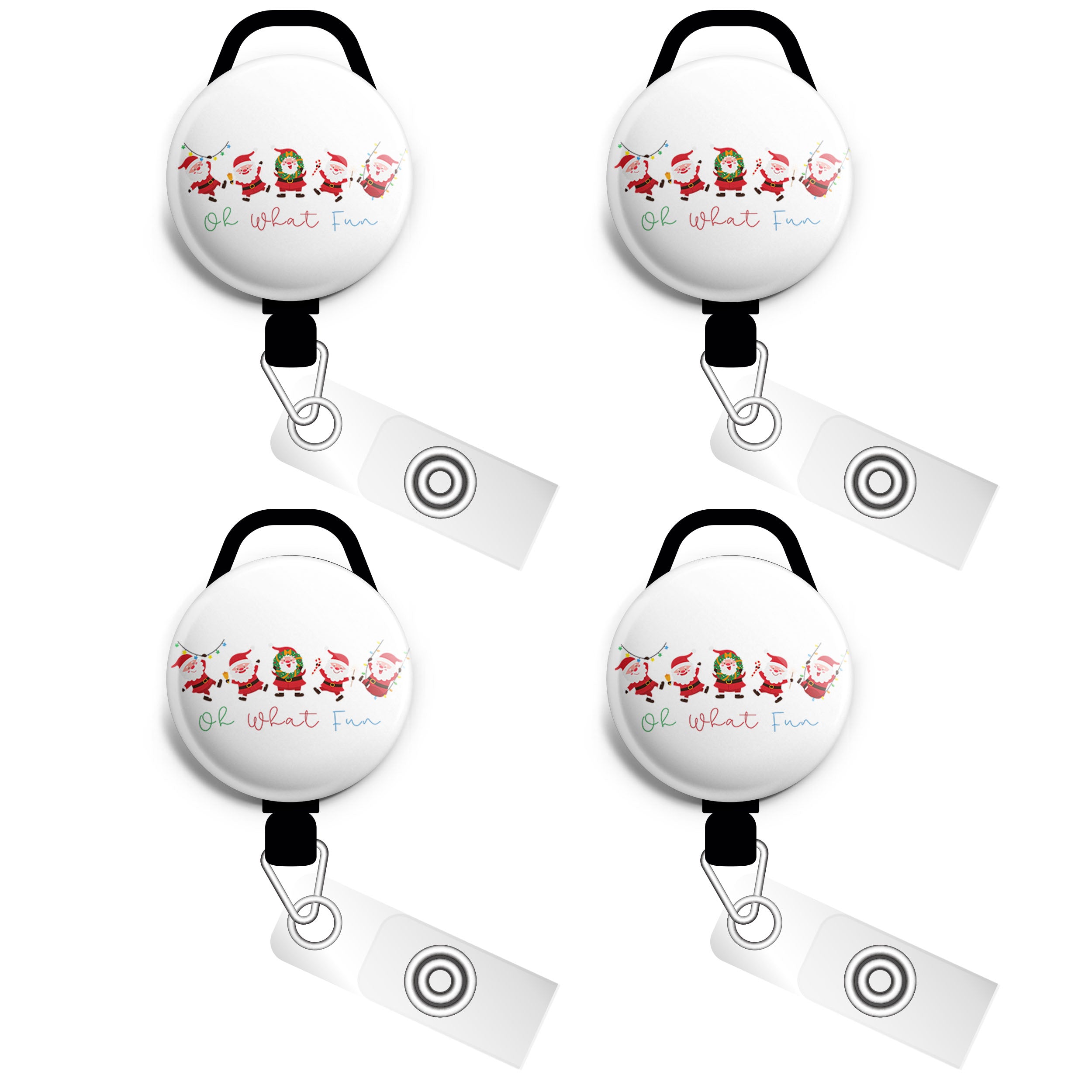 Oh What Fun Dancing Santas Swapfinity Retractable ID Badge Reel -  - Topperswap