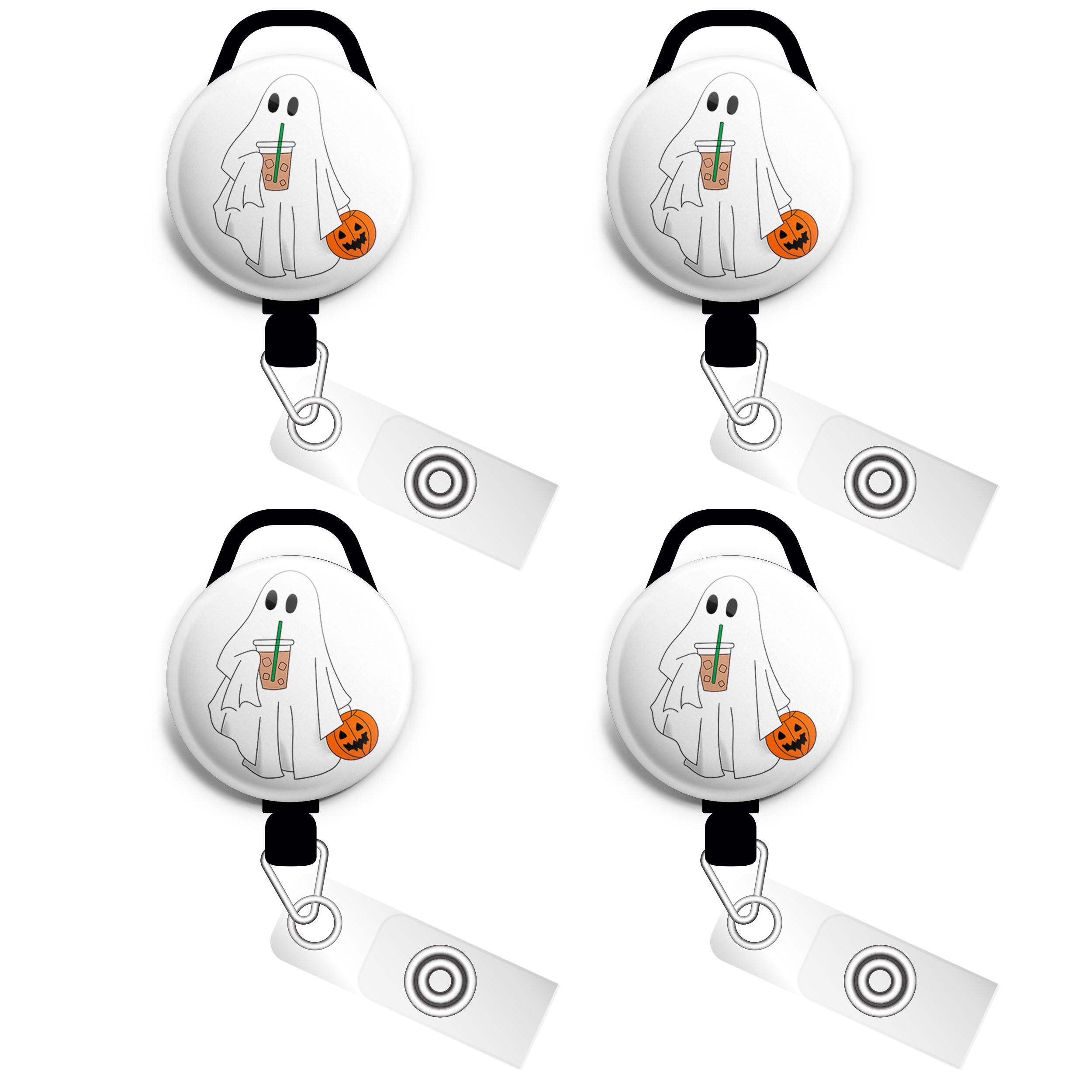 Iced Boo Latte Ghost Swapfinity Retractable ID Badge Reel -  - Topperswap