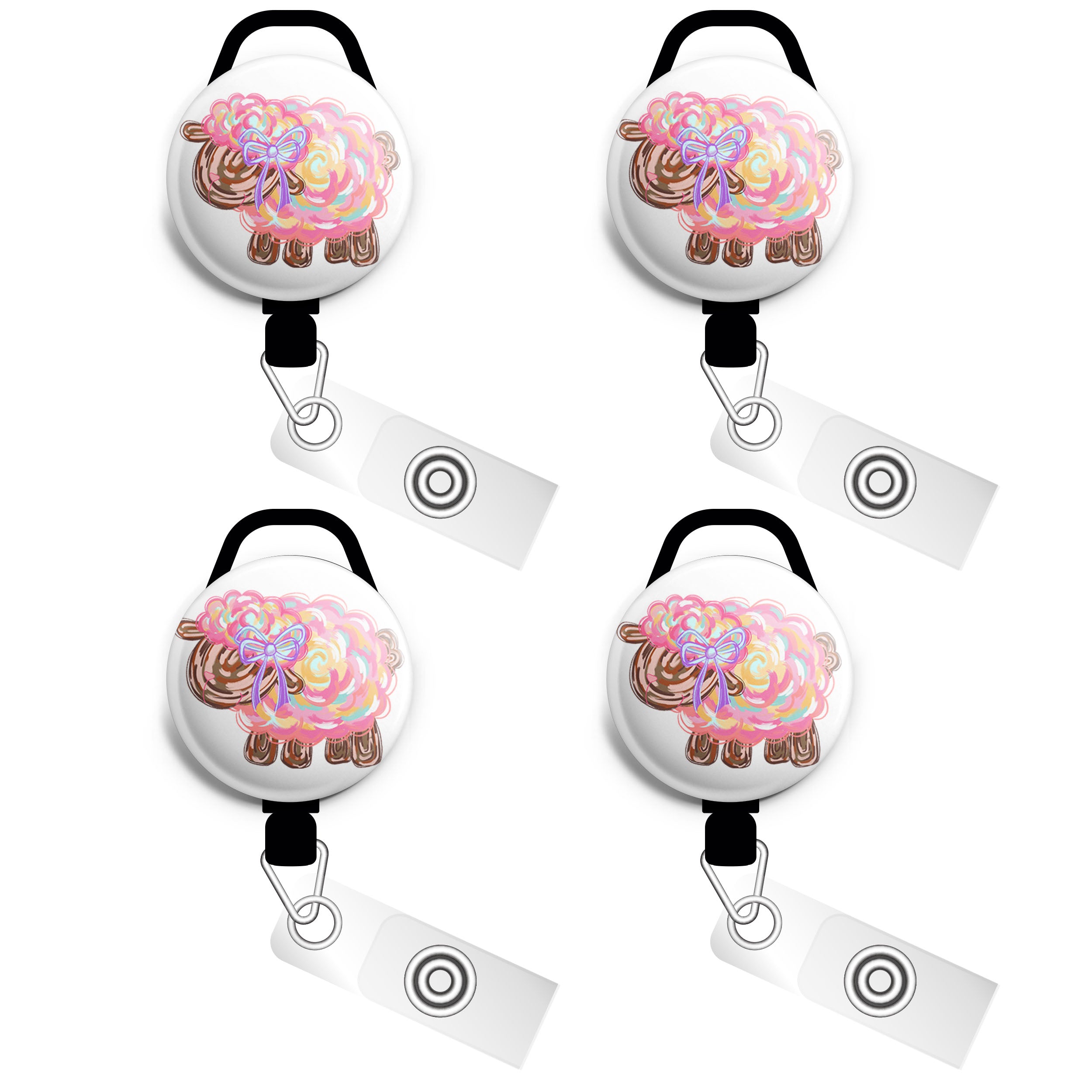 Pastel Swirl Sheep Swapfinity Retractable ID Badge Reel - - Topperswap
