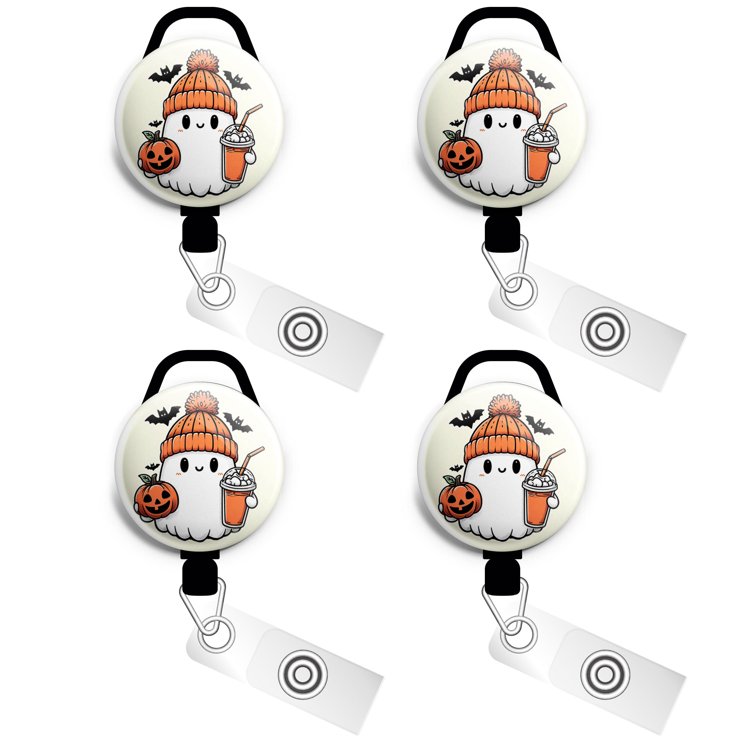 Pumpkin Ghost Vibes Swapfinity Retractable ID Badge Reel -  - Topperswap