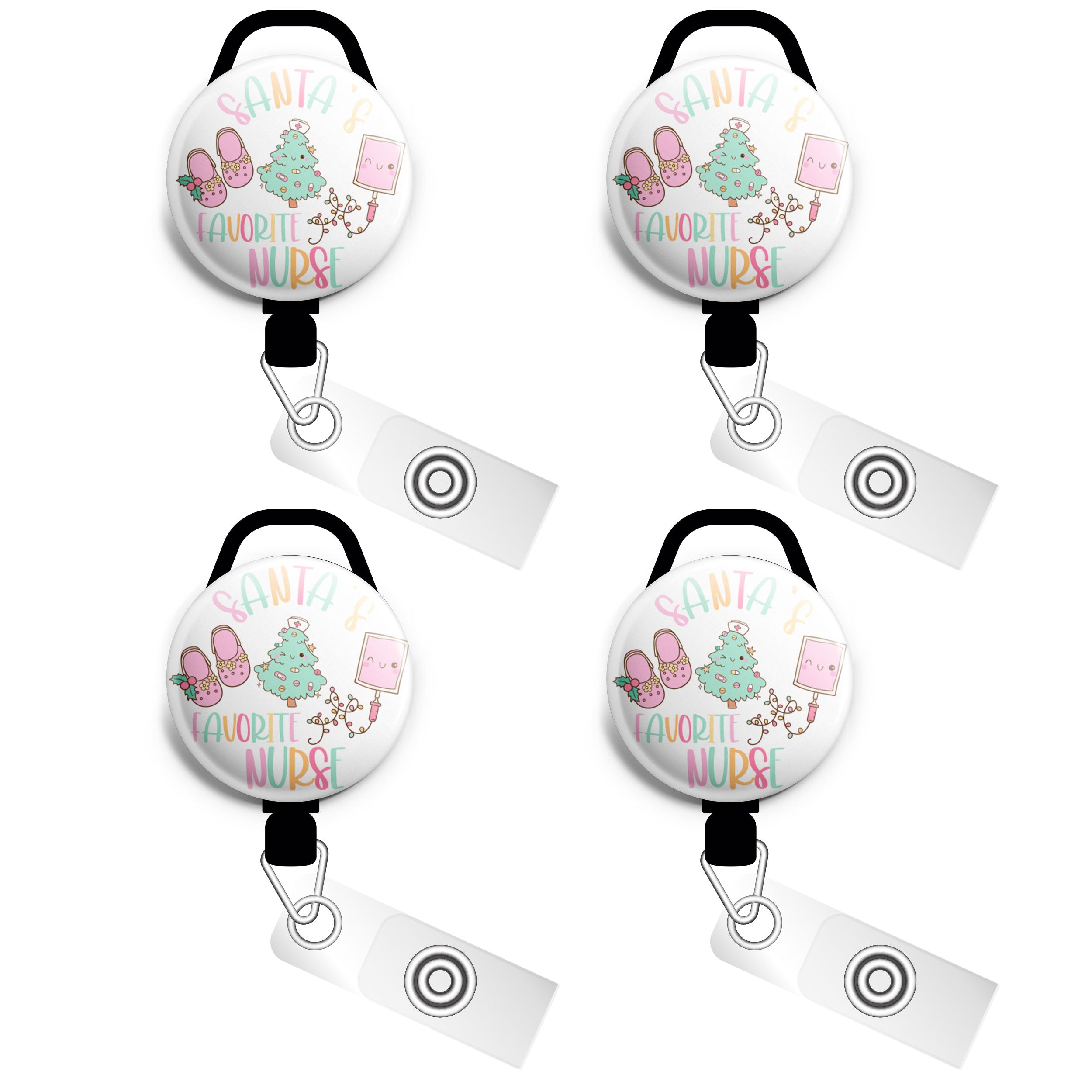 Santa's Favorite Nurse - Christmas Joy Swapfinity Retractable ID Badge Reel -  - Topperswap