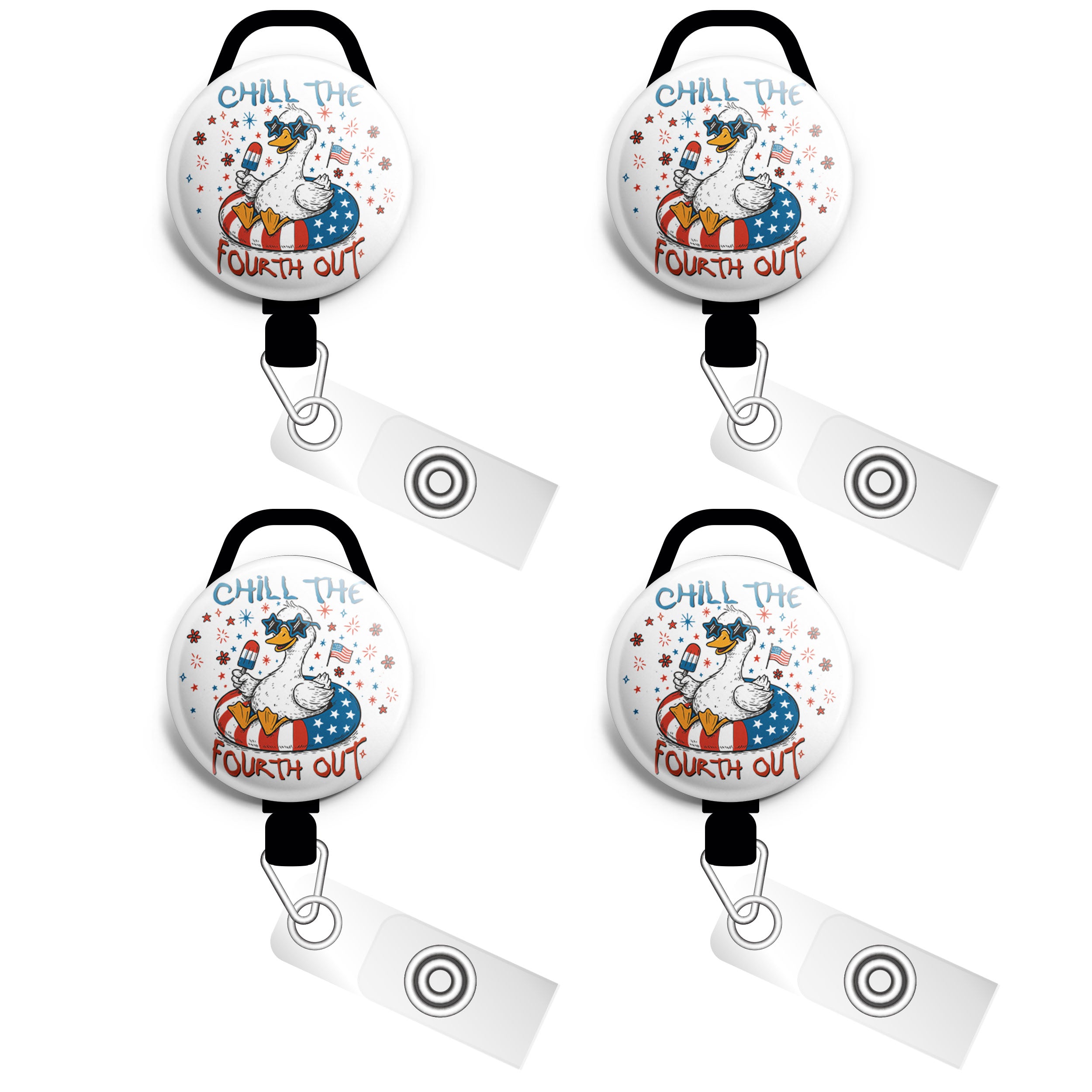 Chill the Fourth Out Swapfinity Retractable ID Badge Reel - Slide 4pk |Save 10% / Black - Topperswap