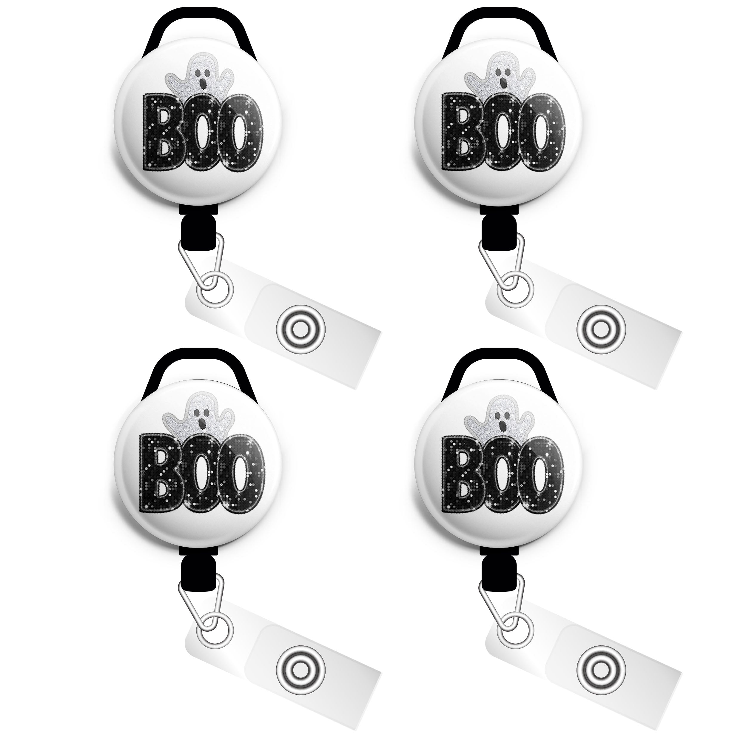 Boo-tiful Glitter Ghost Swapfinity Retractable ID Badge Reel -  - Topperswap