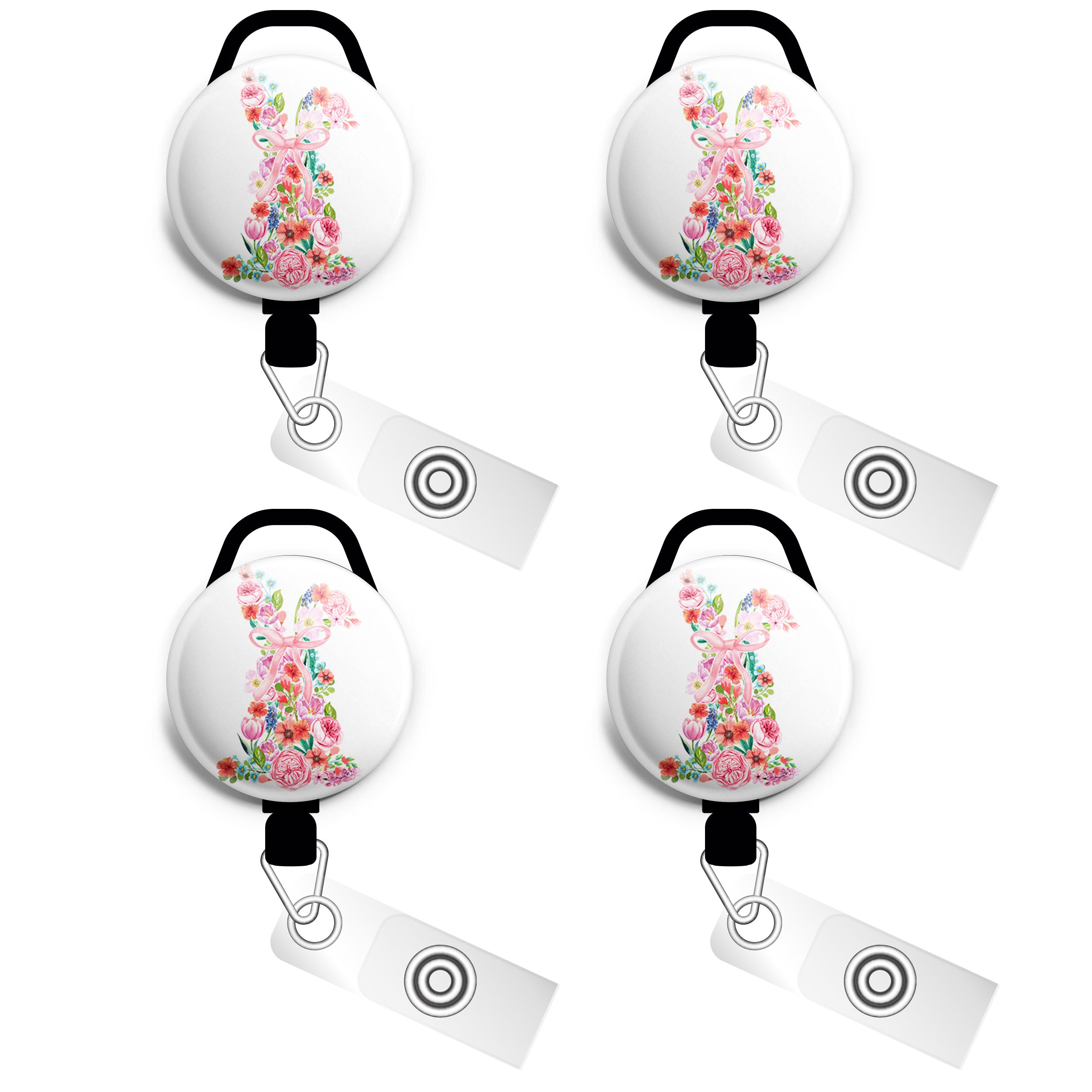 Spring Floral Bunny Swapfinity Retractable ID Badge Reel - - Topperswap
