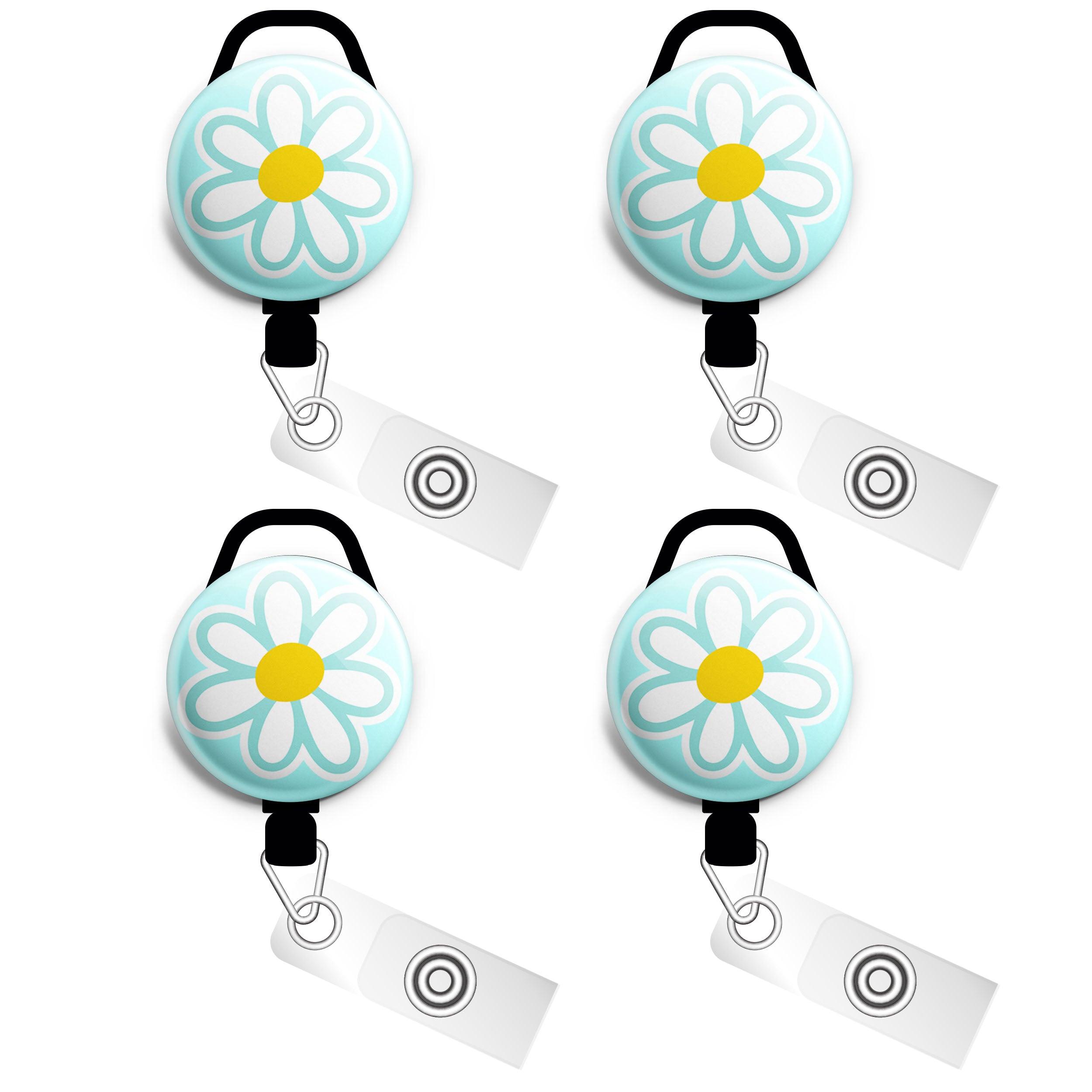 Daisy Delight Swapfinity Retractable ID Badge Reel - Slide 4pk |Save 10% / Black - Topperswap