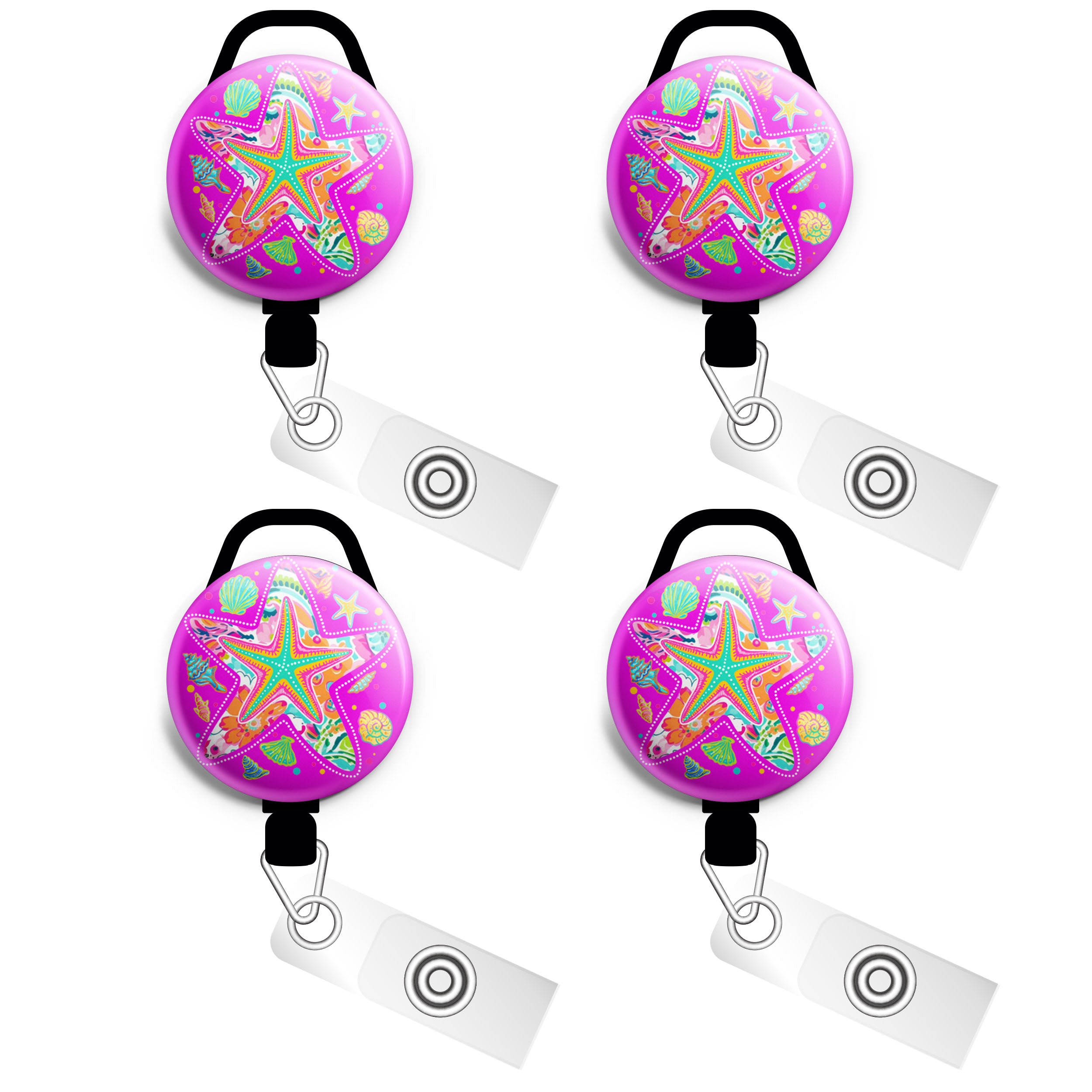 Starfish Splash Swapfinity Retractable ID Badge Reel - - Topperswap