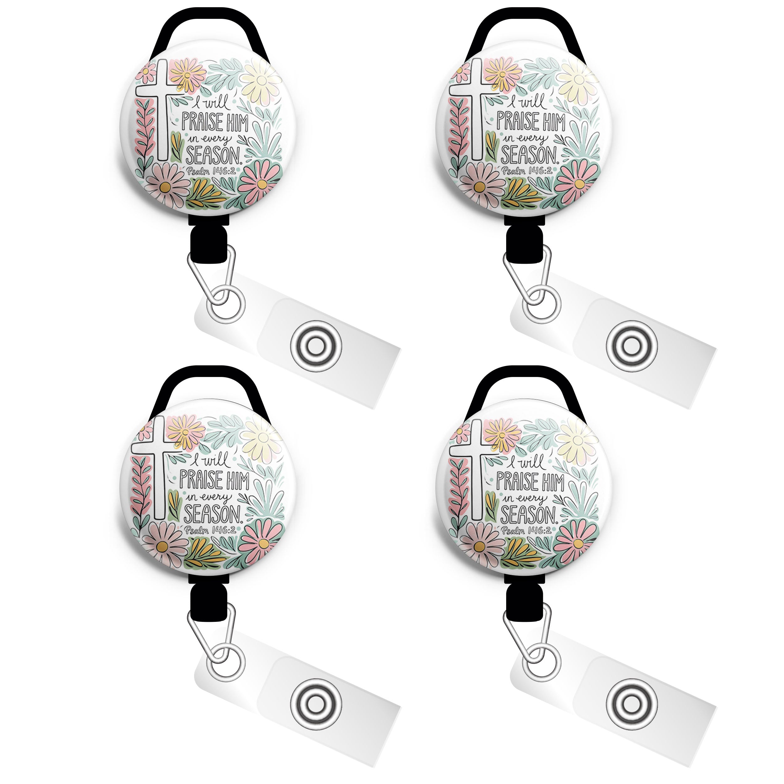 Praise Him Floral Swapfinity Retractable ID Badge Reel - - Topperswap