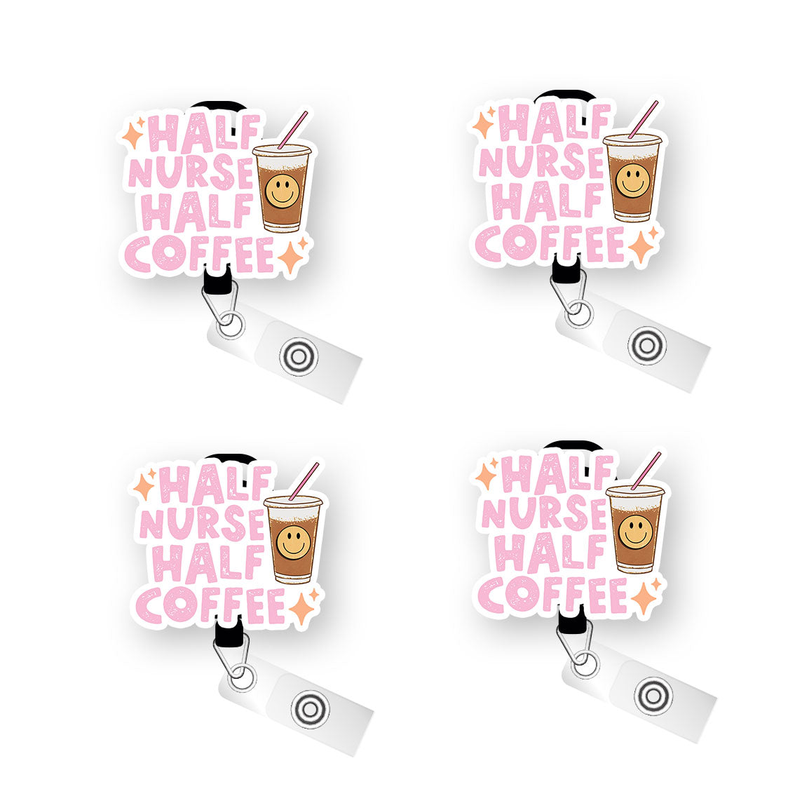 Half Nurse Half Coffee Pop Topper Swapfinity Retractable ID Badge Reel -  - Topperswap