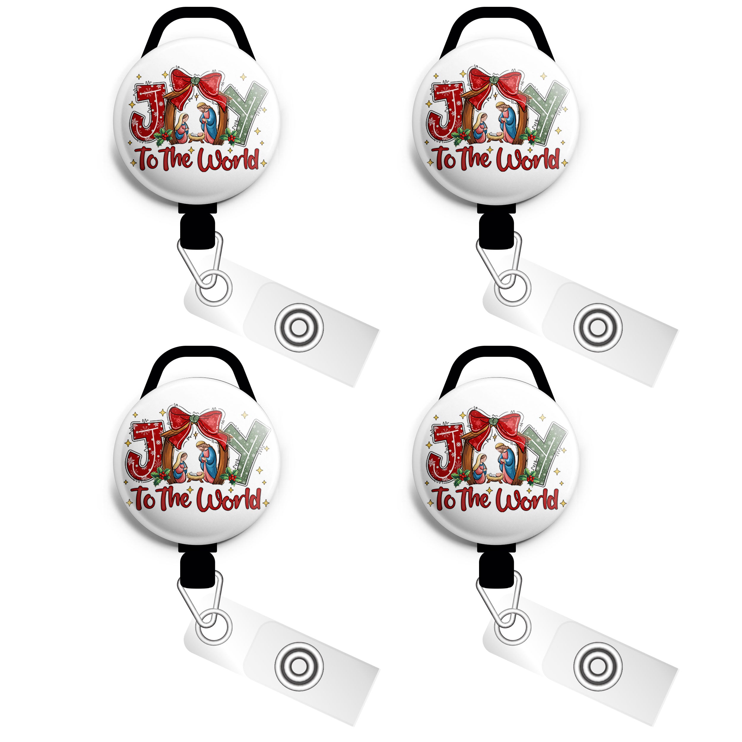 Joy to the World Sparkling Nativity Scene Swapfinity Retractable ID Badge Reel -  - Topperswap