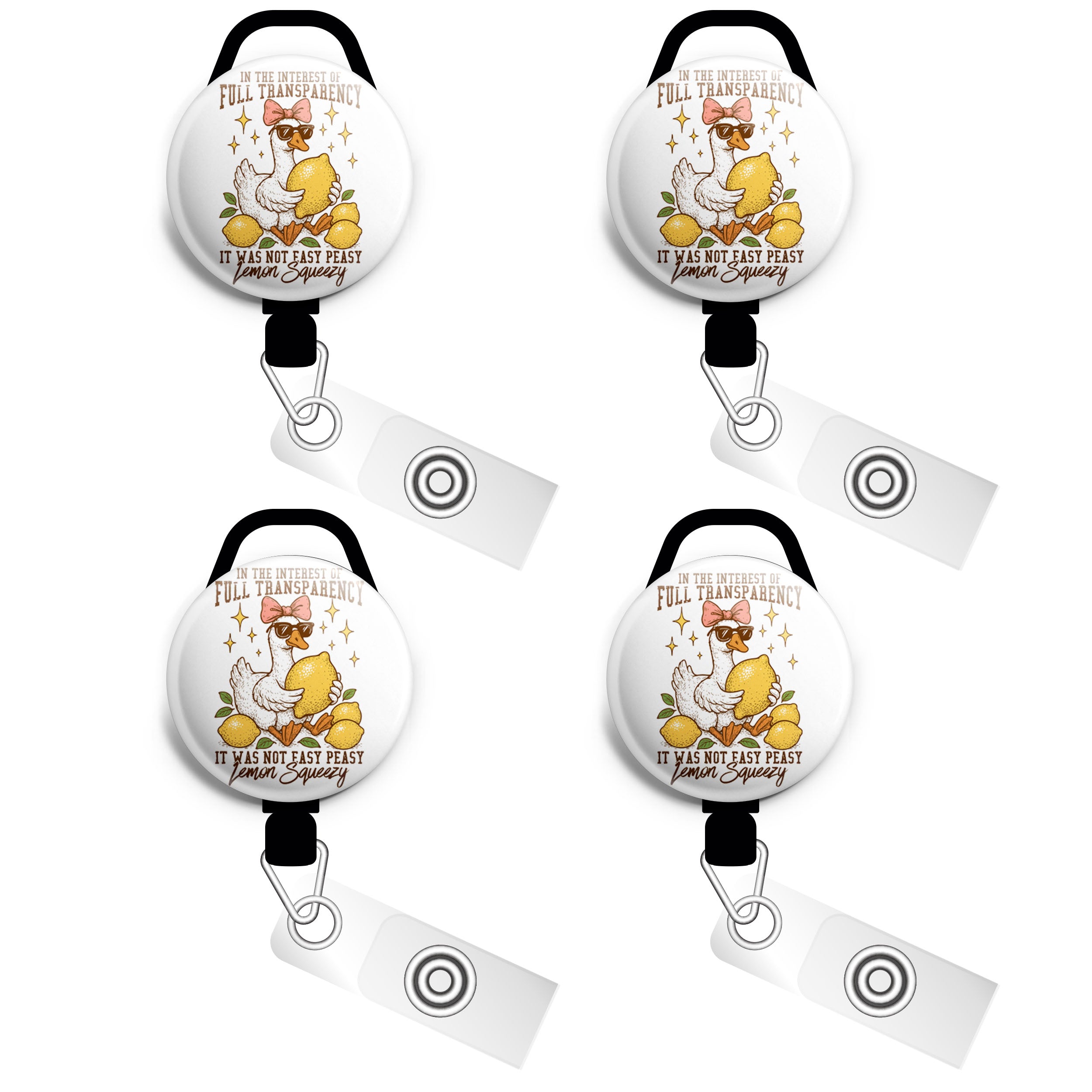 Easy Peasy Lemon Squeezy Goose Swapfinity Retractable ID Badge Reel - - Topperswap