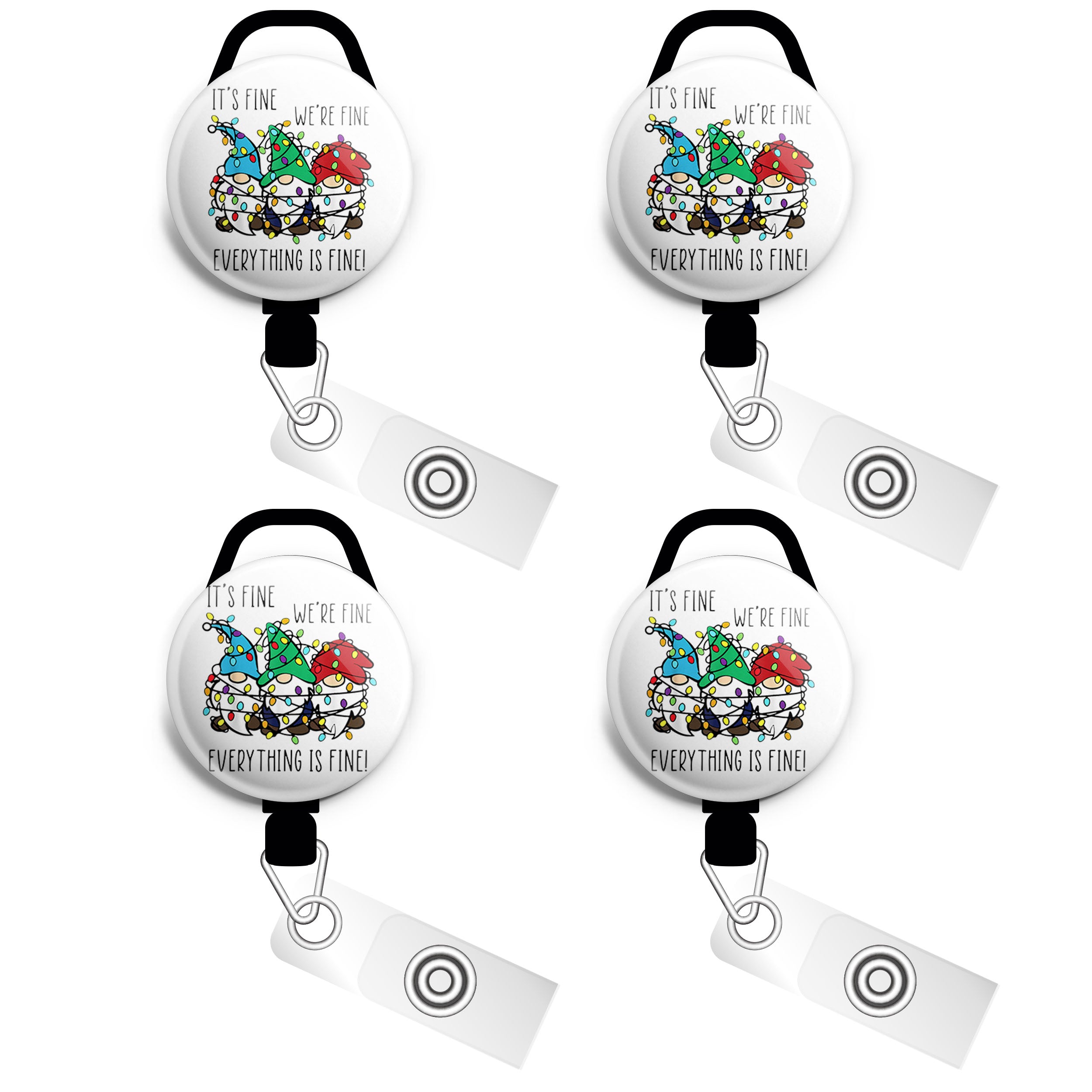 Everything is Fine Gnomes Swapfinity Retractable ID Badge Reel -  - Topperswap