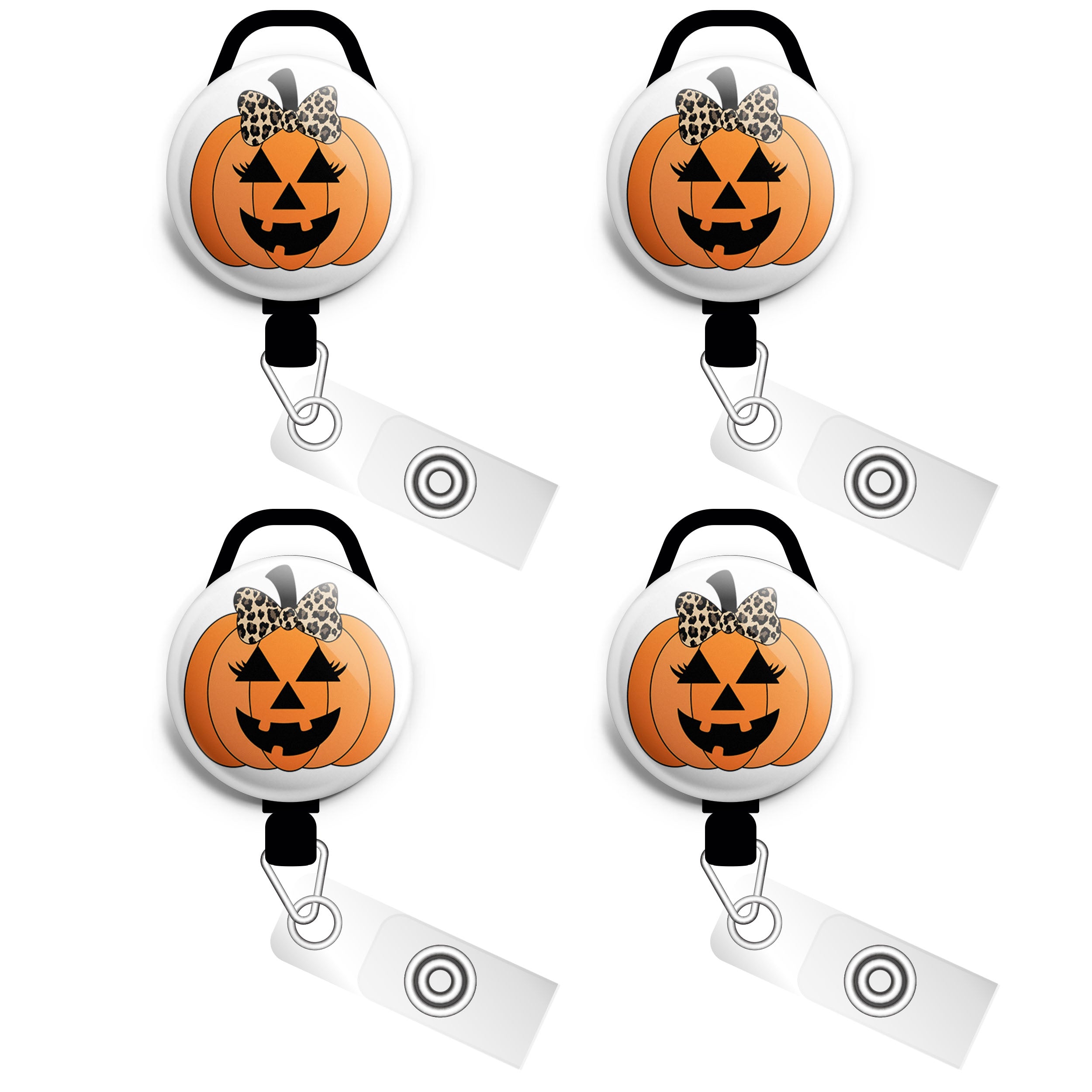 Leopard Glam Pumpkin Swapfinity Retractable ID Badge Reel -  - Topperswap