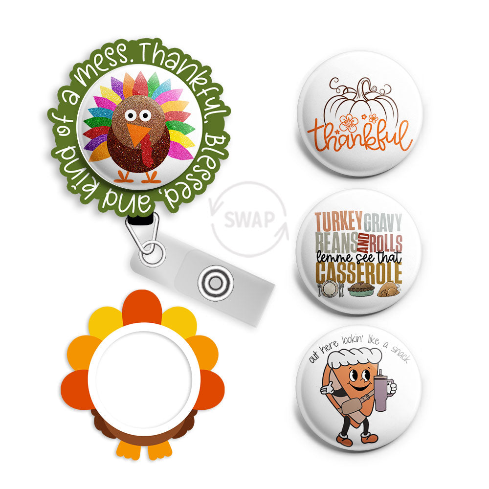 Thanksgiving Delight Swapfinity Badge Reel Bundle - Slide Clip / Black - Topperswap