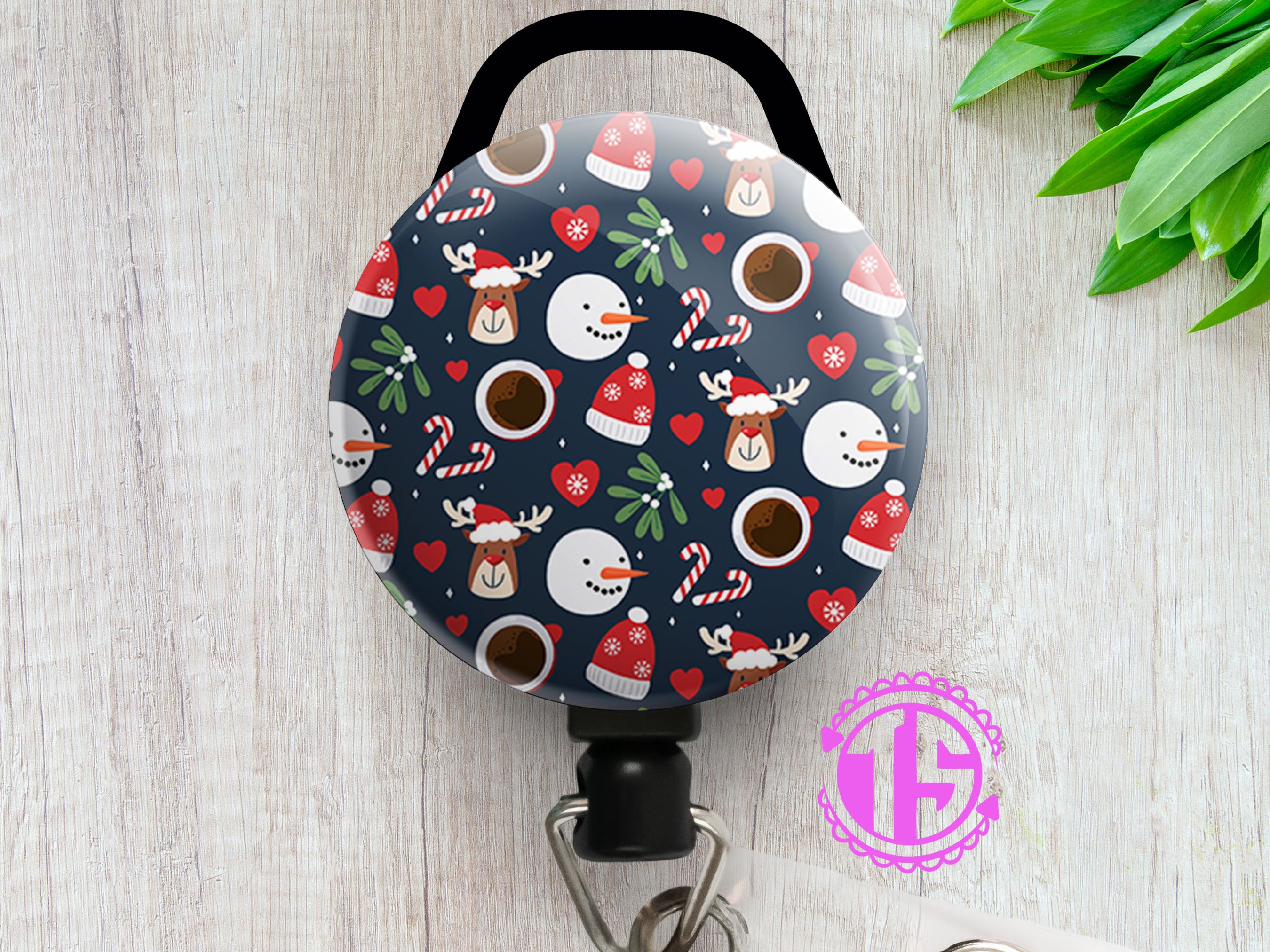 Snowman & Reindeer Pattern Swapfinity Retractable ID Badge Reel -  - Topperswap