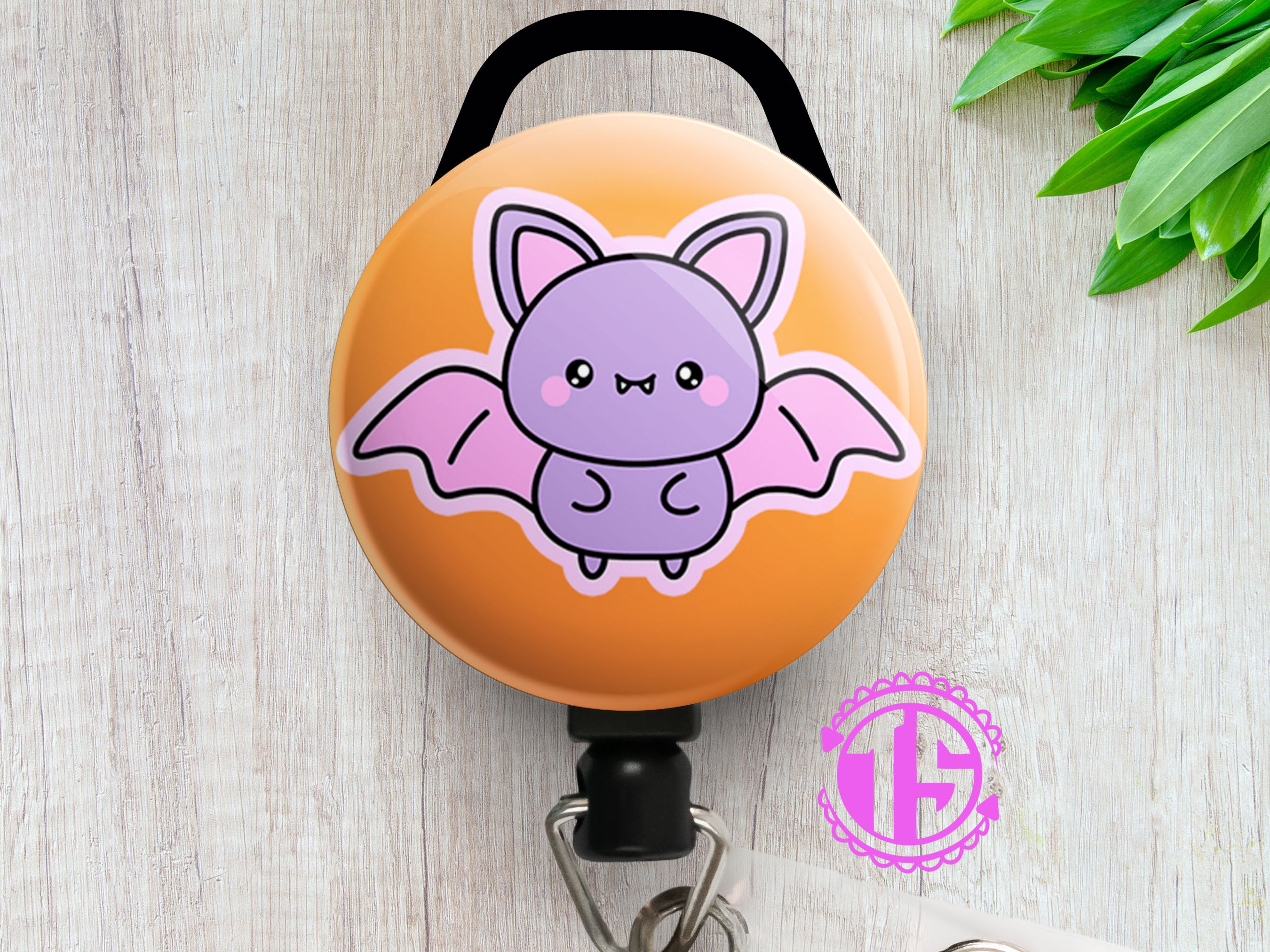 Purple Winged Cutie Bat Orange Swapfinity Retractable ID Badge Reel -  - Topperswap