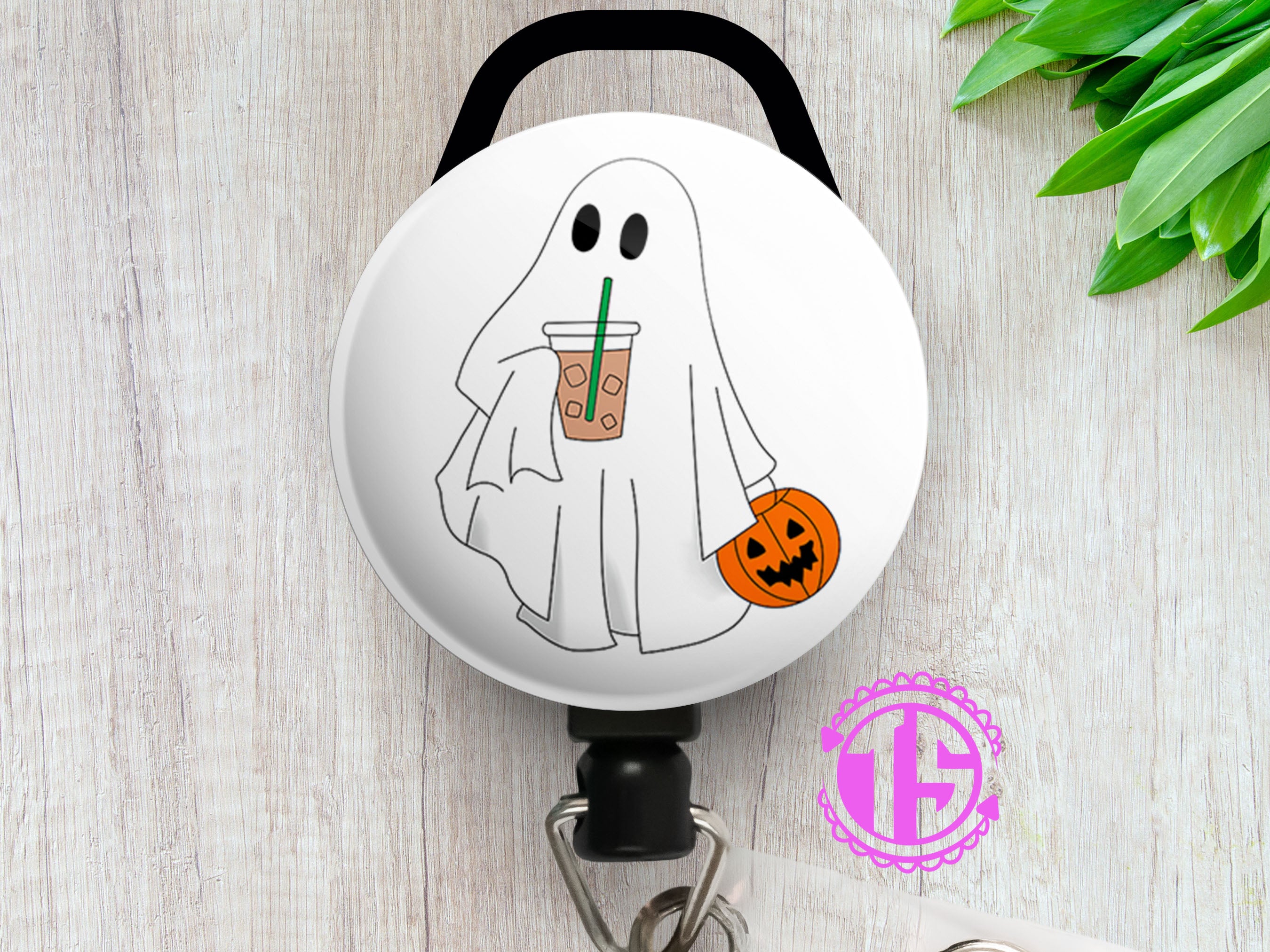 Iced Boo Latte Ghost Swapfinity Retractable ID Badge Reel -  - Topperswap