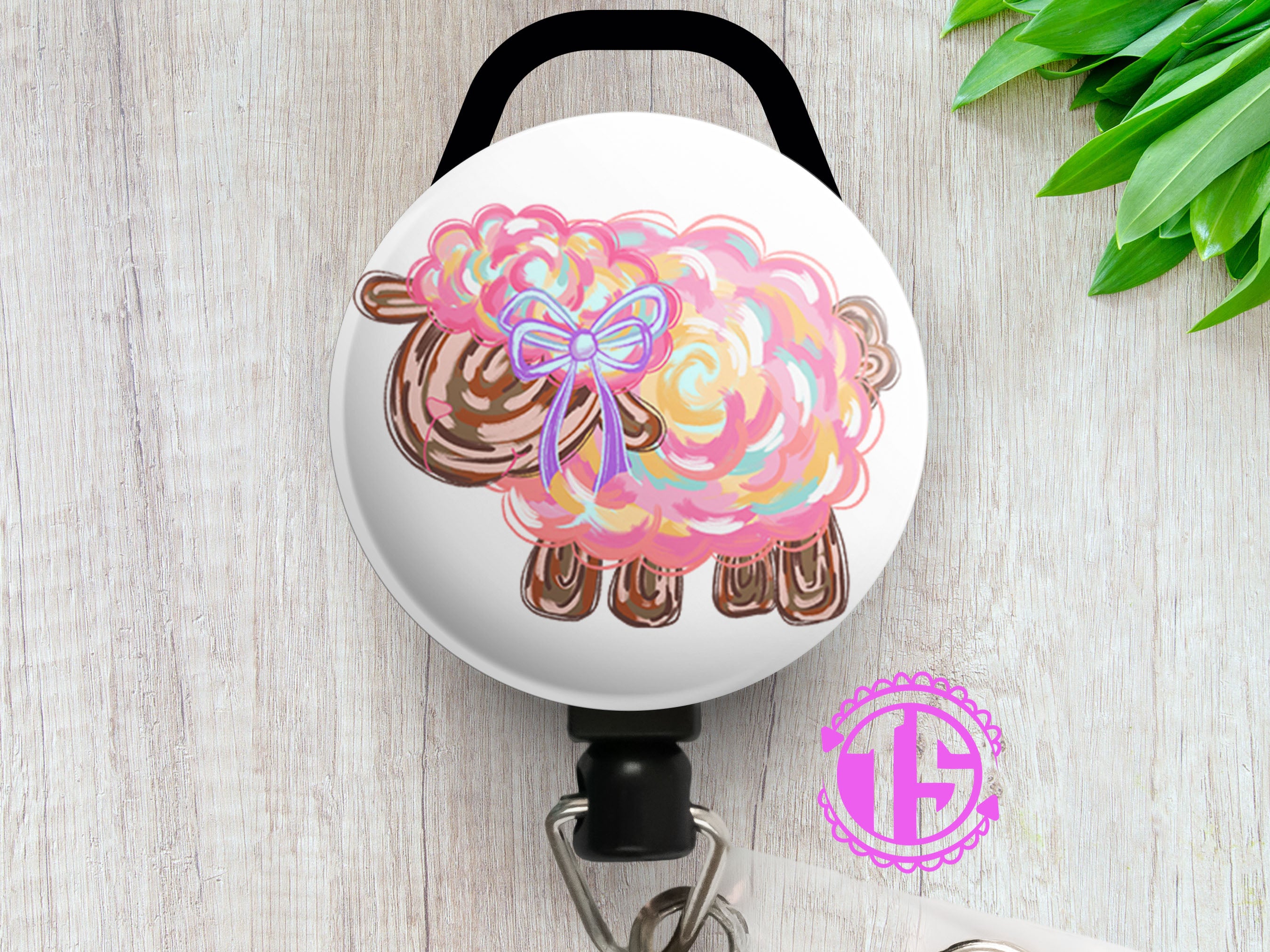 Pastel Swirl Sheep Swapfinity Retractable ID Badge Reel - - Topperswap