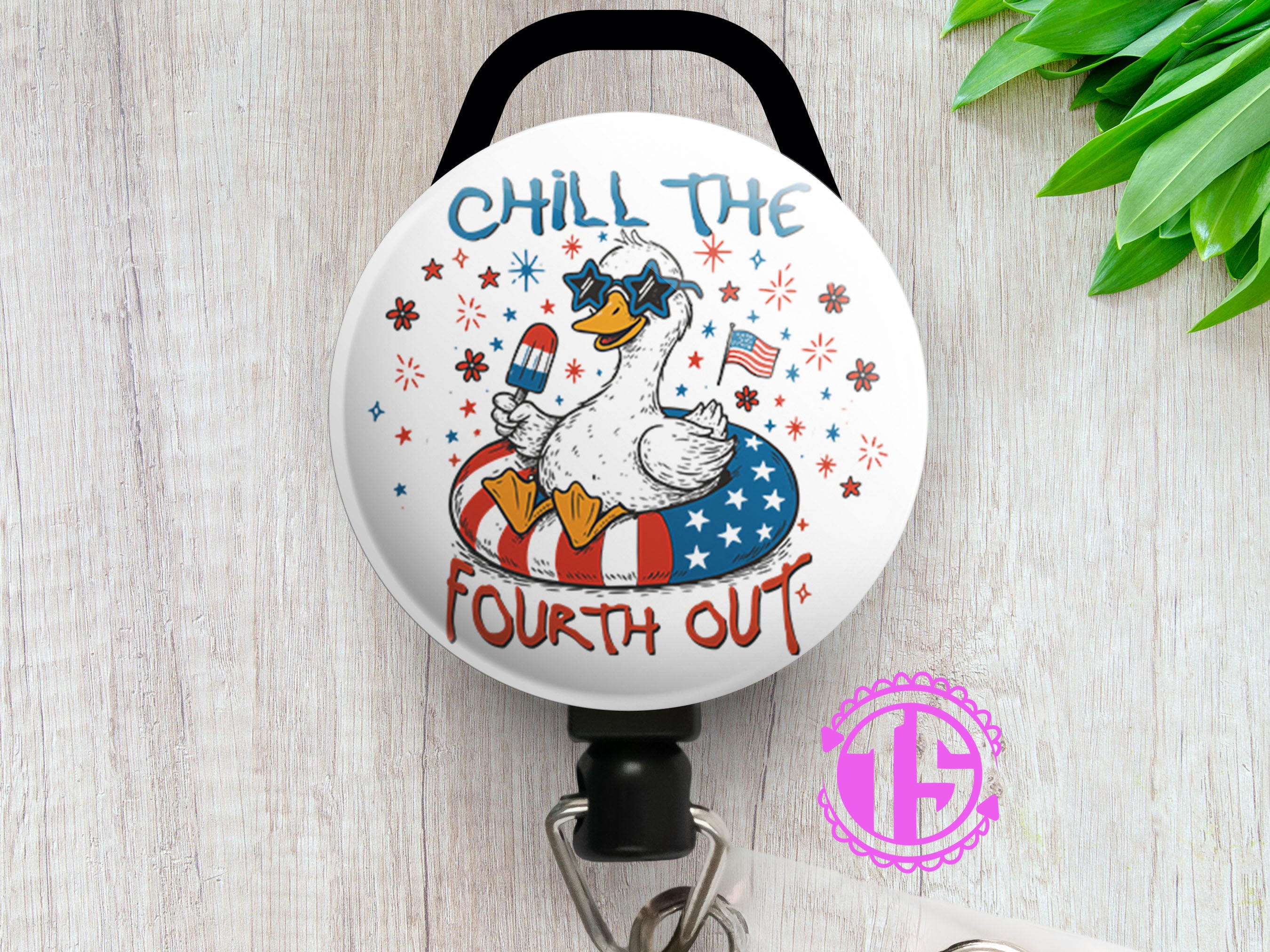 Chill the Fourth Out Swapfinity Retractable ID Badge Reel - Slide Clip / Black - Topperswap