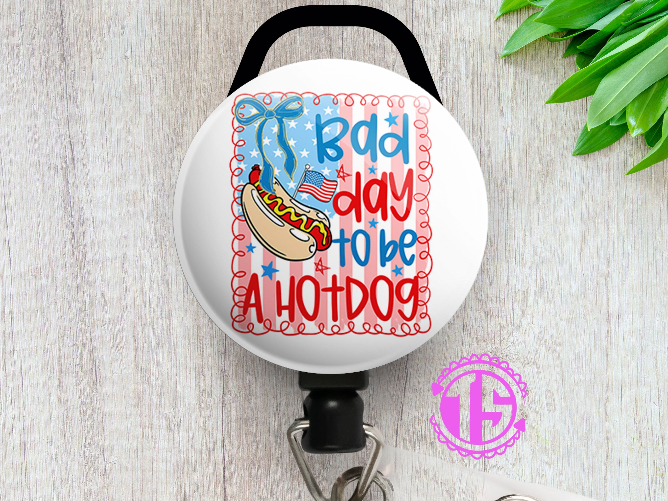 Bad Day to Be a Hotdog Swapfinity Retractable ID Badge Reel - Slide Clip / Black - Topperswap