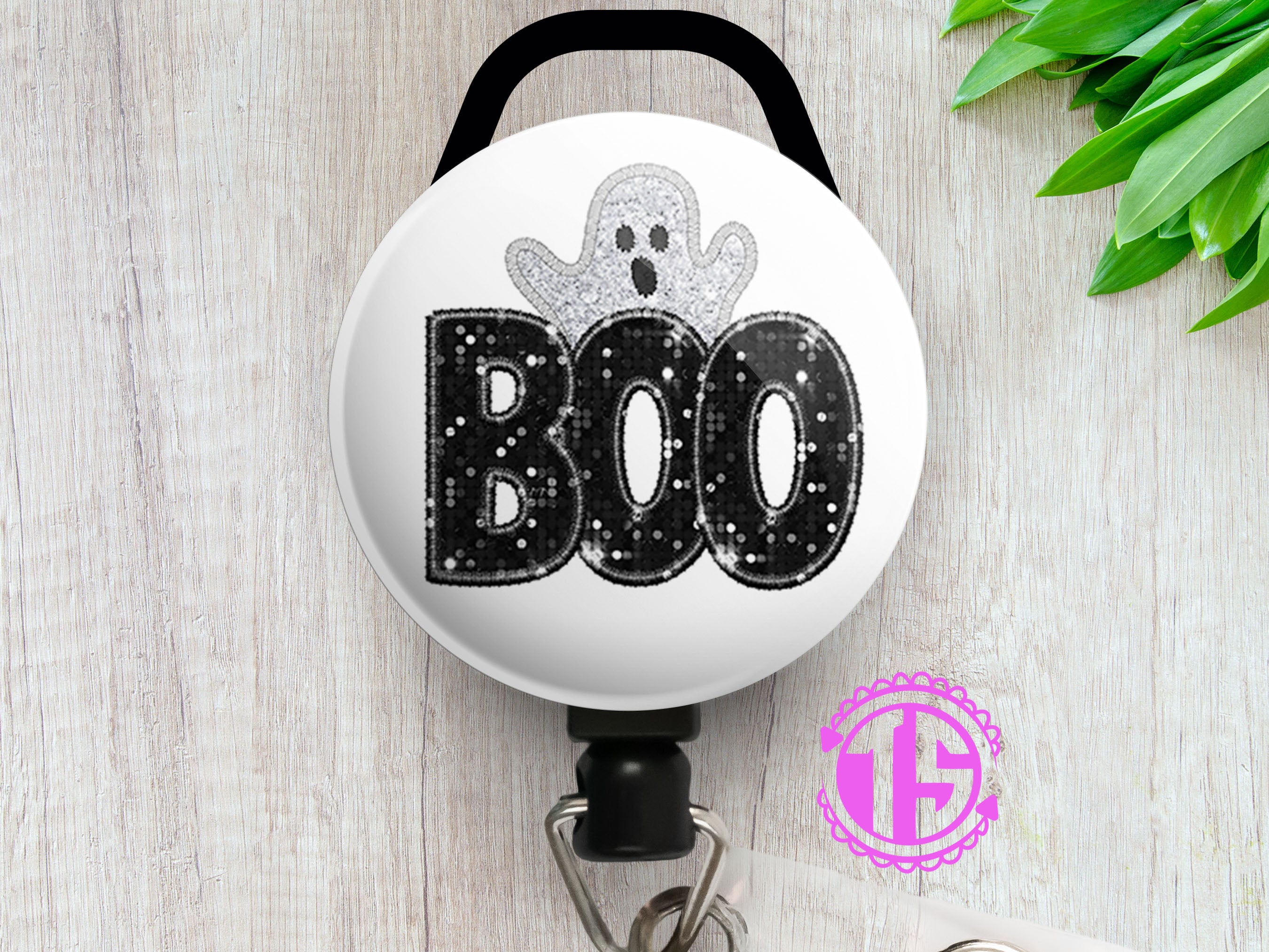 Boo-tiful Glitter Ghost Swapfinity Retractable ID Badge Reel -  - Topperswap