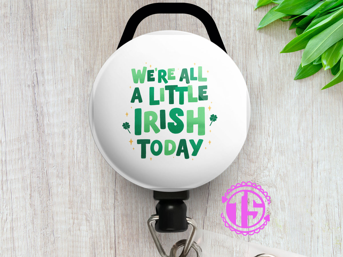 A Little Irish ID Badge Reel • Saint Patrick's Day Funny Badge Holder • Swapfinity Alligator Clip / Black
