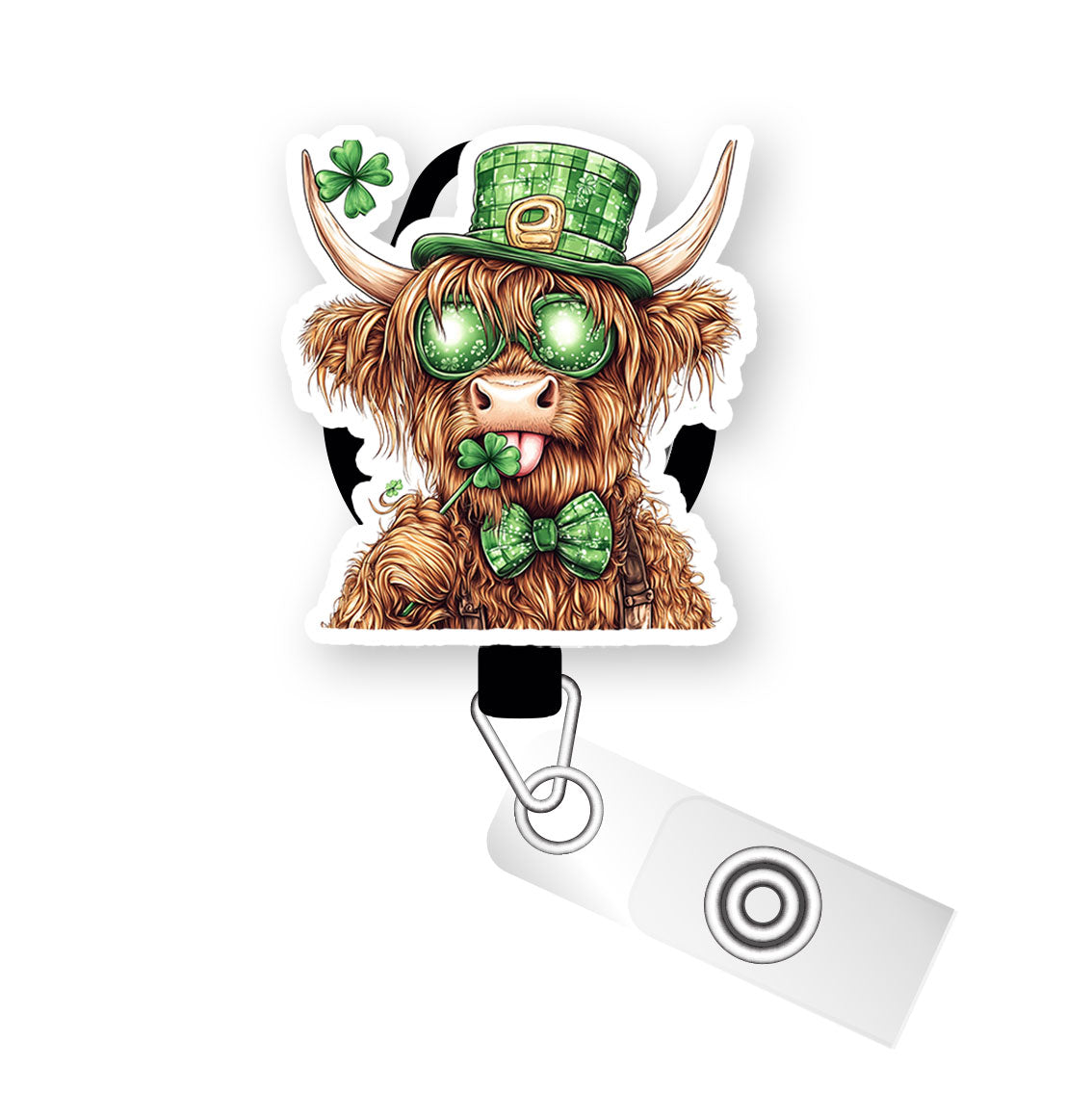 Lucky Highland Cow Pop Topper Swapfinity Retractable ID Badge Reel - - Topperswap