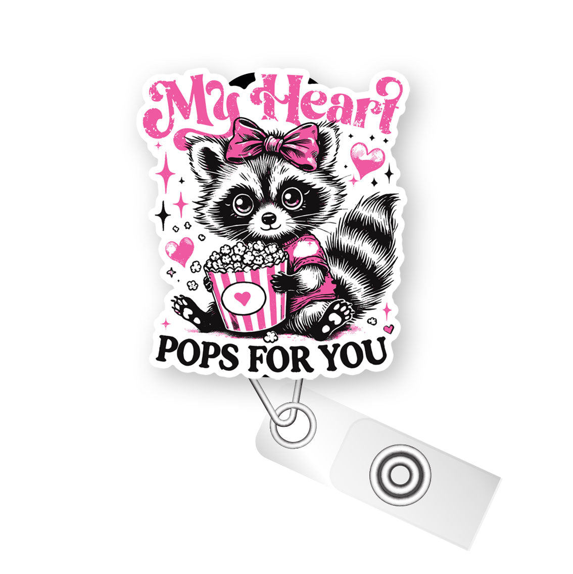 My Heart Pops for You Pop Topper Swapfinity Retractable ID Badge Reel