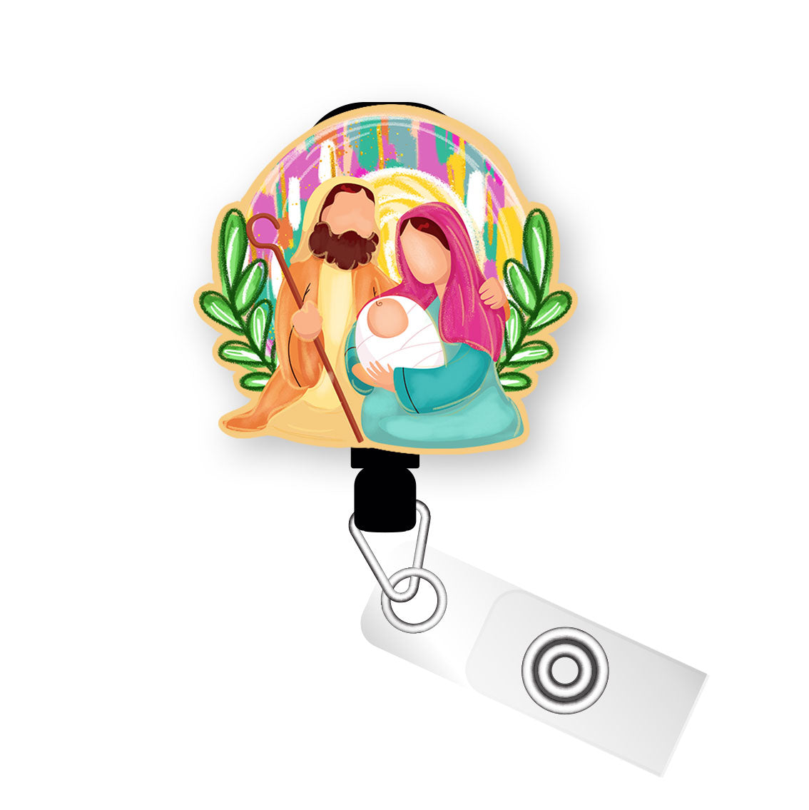 Holy Family Christmas Pop Topper Swapfinity Retractable ID Badge Reel - Slide Clip / Premium Matte - Topperswap