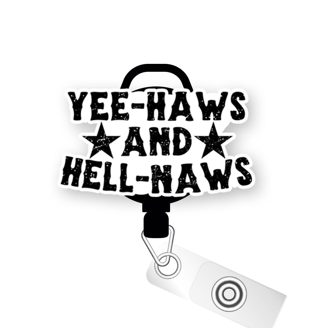 Yee-Haws and Hell-Naws Pop Topper Swapfinity Retractable ID Badge Reel - Slide Clip / Premium Matte - Topperswap