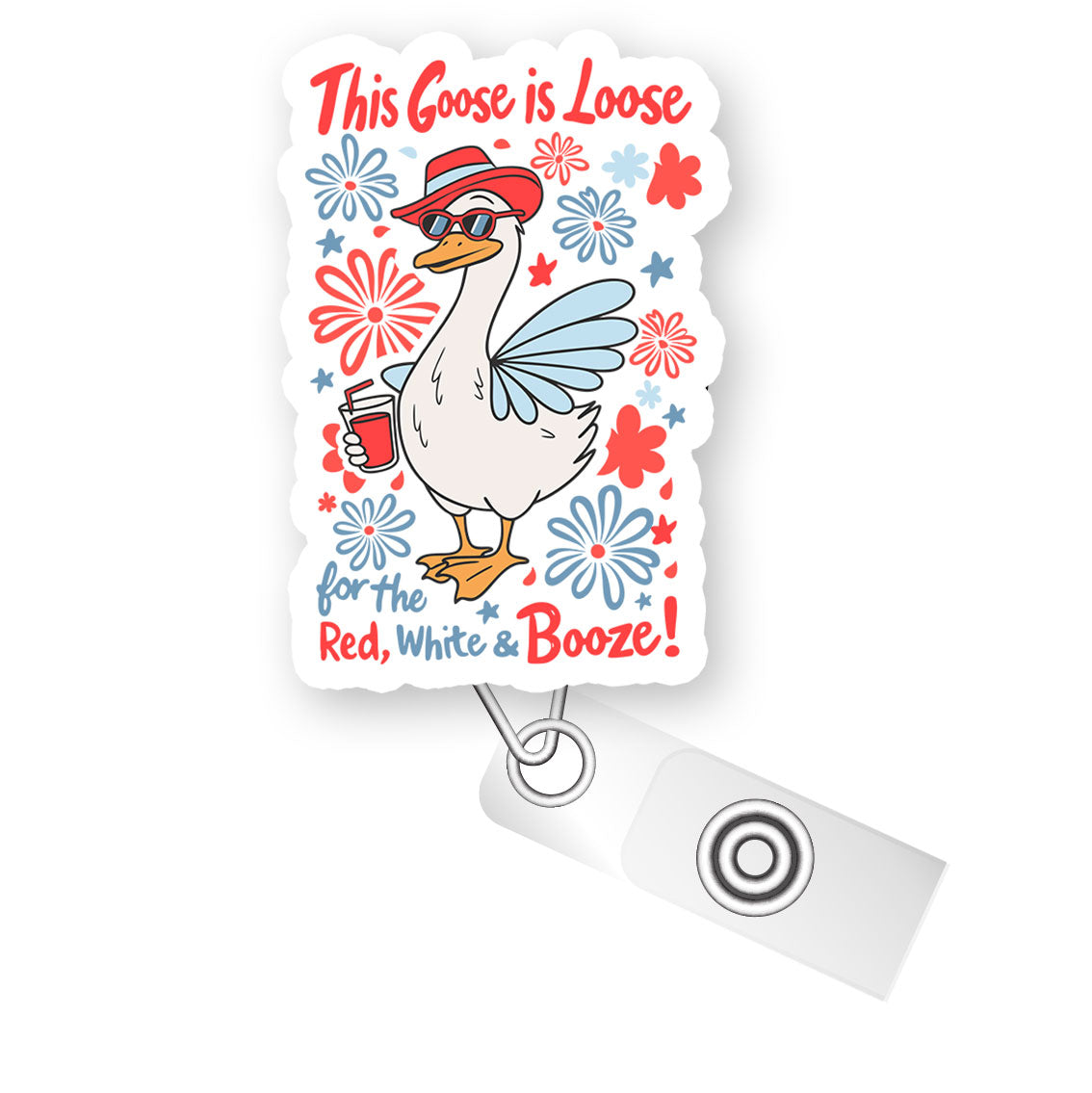 Goose on the Loose Pop Topper Swapfinity Retractable ID Badge Reel - - Topperswap