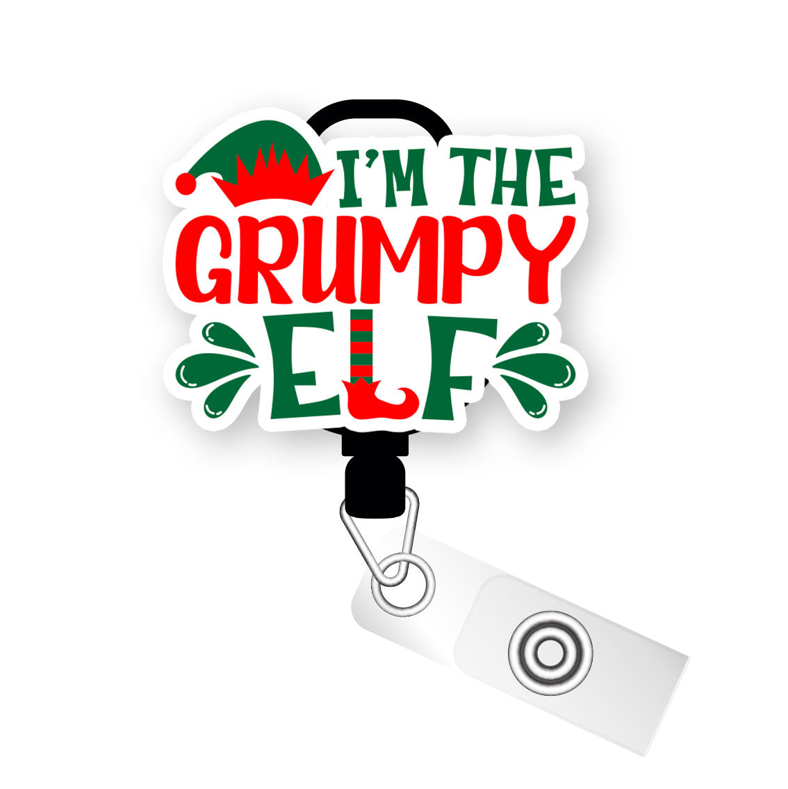I'm The Grumpy Elf Pop Topper Swapfinity Retractable ID Badge Reel -  - Topperswap