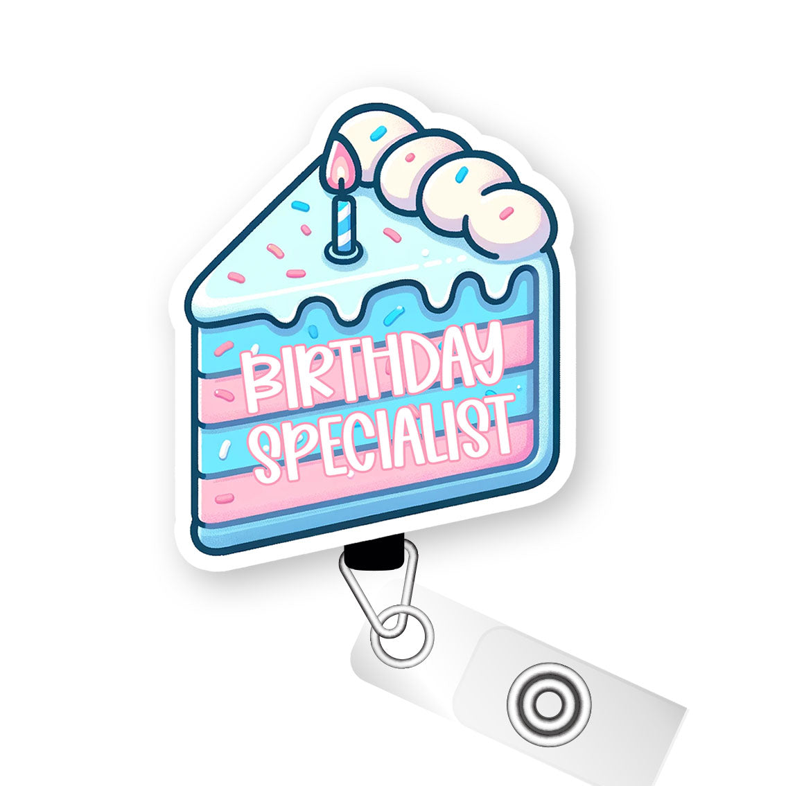 Birthday Specialist Pop Topper Swapfinity Retractable ID Badge Reel -  - Topperswap