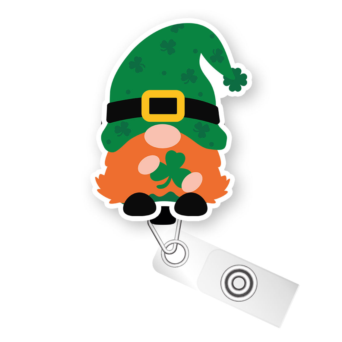 Happy St. Patrick’s Gnome Shamrock Pop Topper Swapfinity Retractable ID Badge Reel - - Topperswap