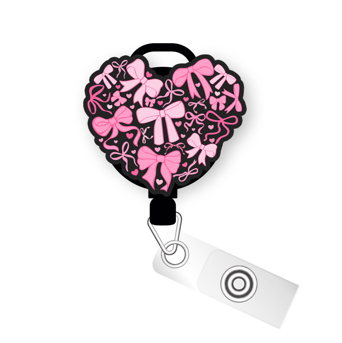 Bow-Tied Heart Pop Topper Swapfinity Retractable ID Badge Reel - - Topperswap