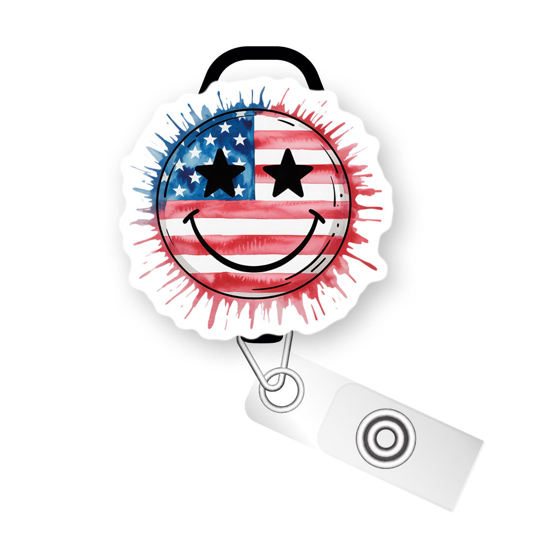 Star-Spangled Splash Pop Topper Swapfinity Retractable ID Badge Reel - - Topperswap
