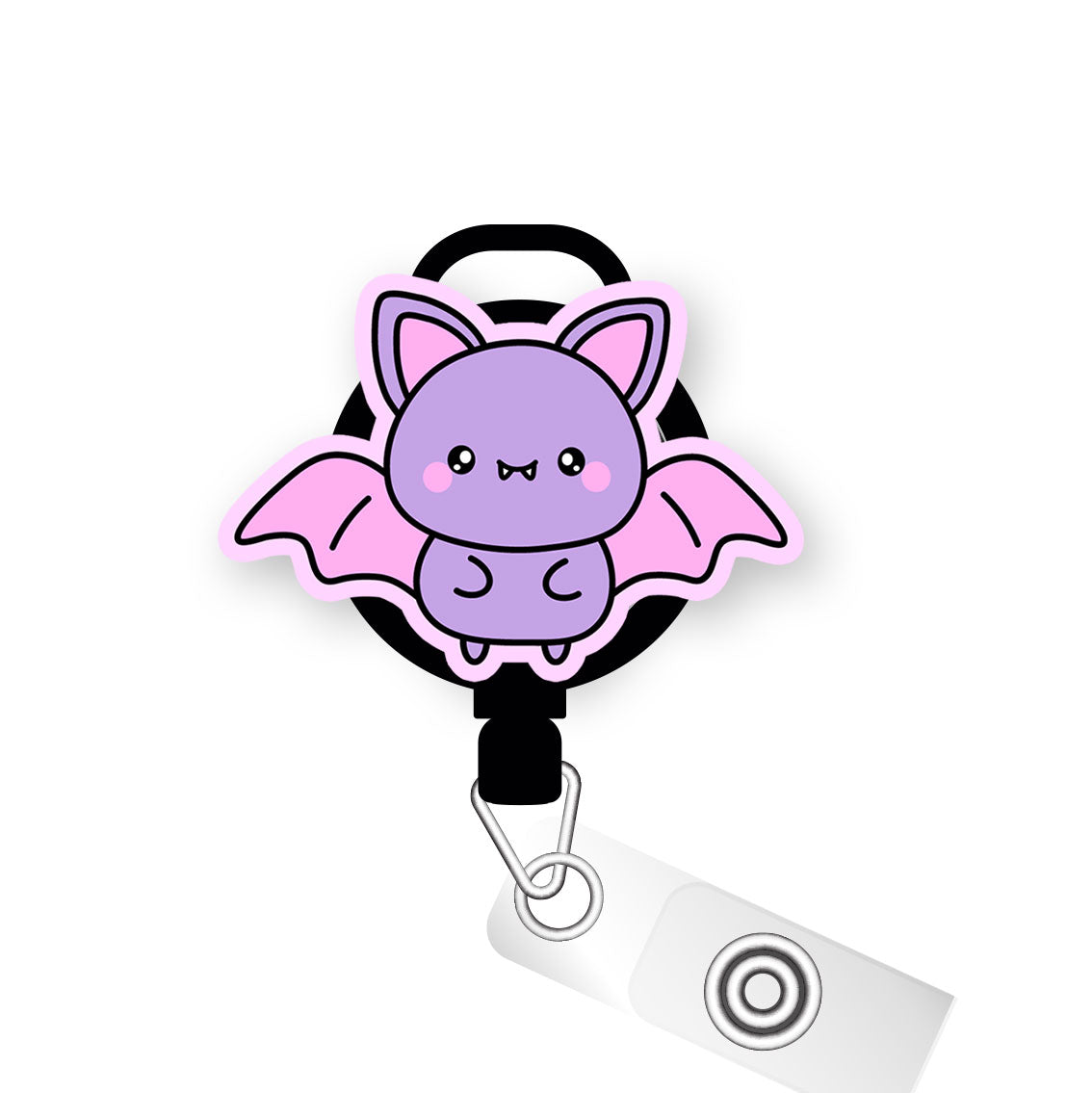 Purple Winged Cutie Bat Pop Topper Swapfinity Retractable ID Badge Reel - - Topperswap