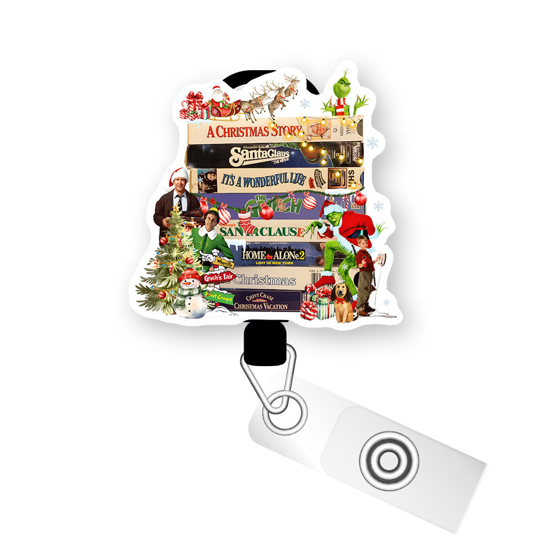 Christmas Movie Marathon Pop Topper Swapfinity Retractable ID Badge Reel - Slide Clip / Premium Matte - Topperswap