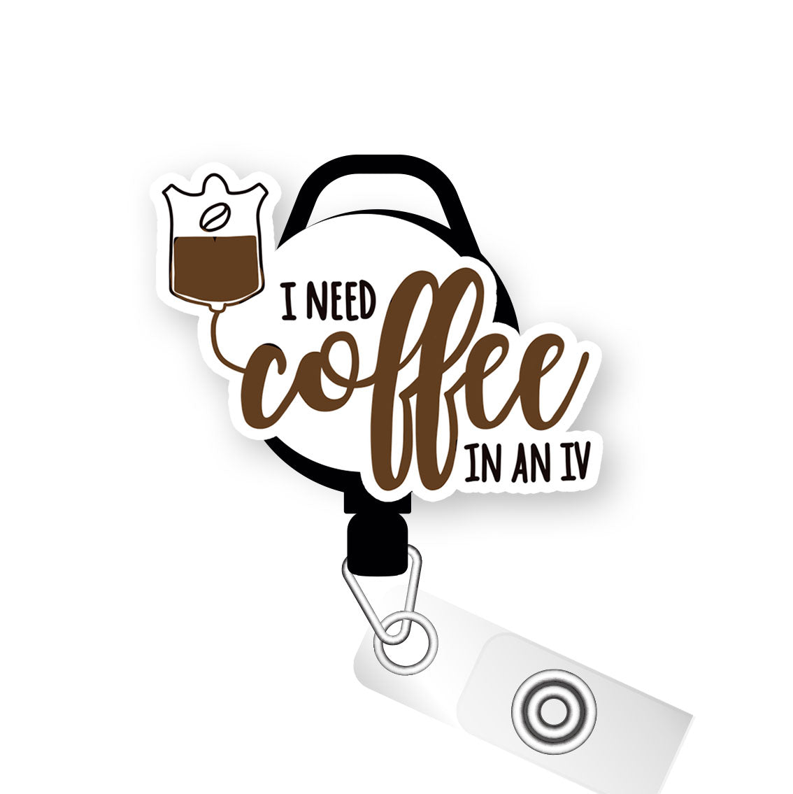 Coffee IV Pop Topper Swapfinity Retractable ID Badge Reel - Slide Clip / Premium Matte - Topperswap