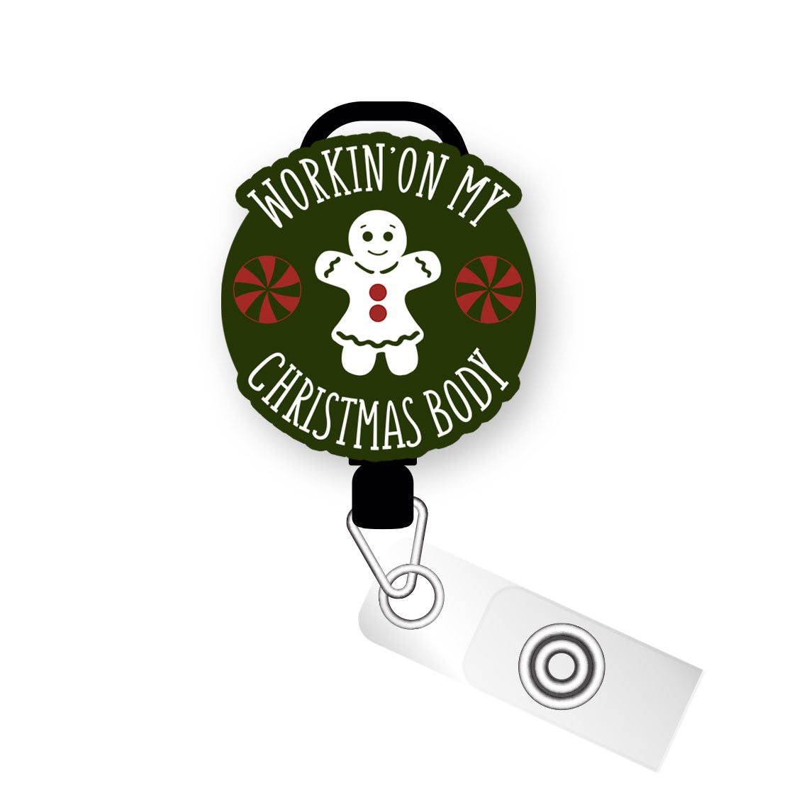 Christmas Body Goals Pop Topper Swapfinity Retractable ID Badge Reel - Slide Clip / Premium Matte - Topperswap