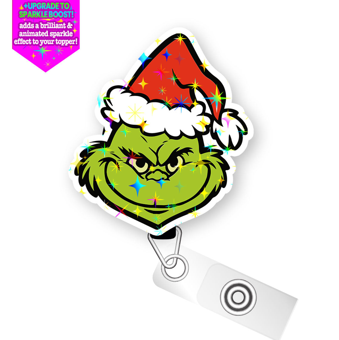 Grinchmas Holiday Mischief Pop Topper Swapfinity Retractable ID Badge Reel - Slide Clip / Make it Sparkle - Topperswap