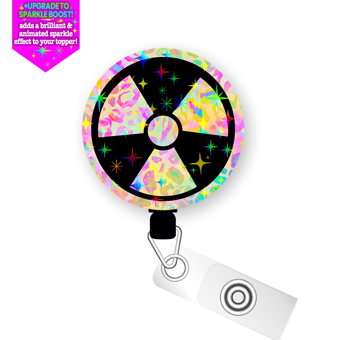 Radiology Symbol Spin Pop Topper Swapfinity Retractable ID Badge Reel - Slide Clip / Make it Sparkle - Topperswap