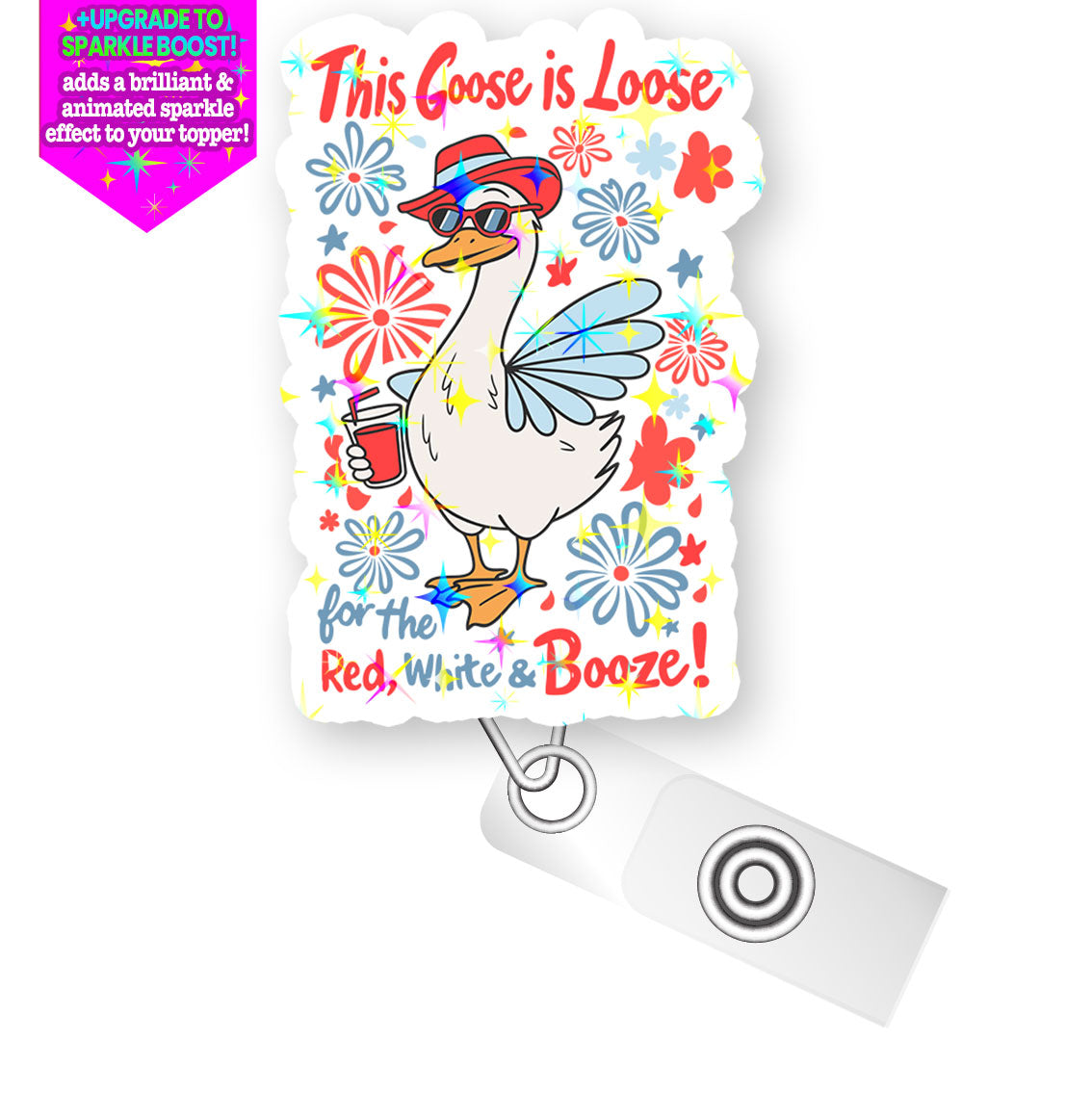 Goose on the Loose Pop Topper Swapfinity Retractable ID Badge Reel - - Topperswap