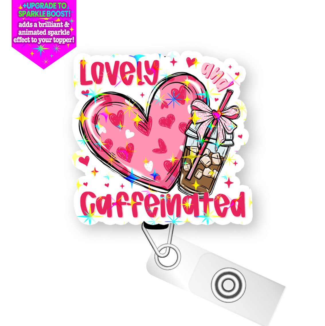 Lovely & Caffeinated Pop Topper Swapfinity Retractable ID Badge Reel - - Topperswap