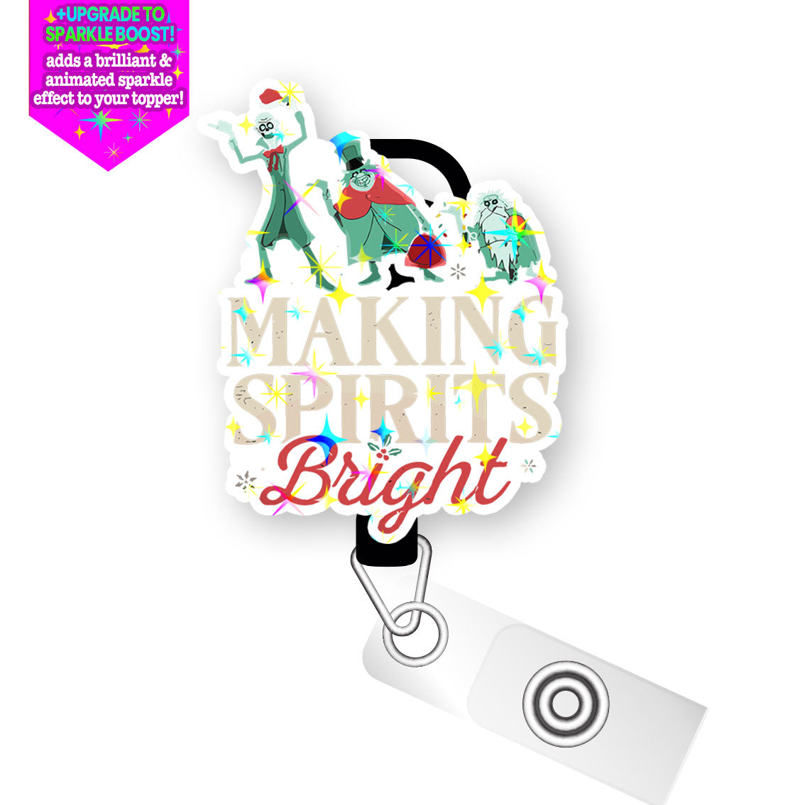 Making Spirits Bright (Light) Pop Topper Swapfinity Retractable ID Badge Reel - Slide+Mystery Topper / Make it Sparkle - Topperswap