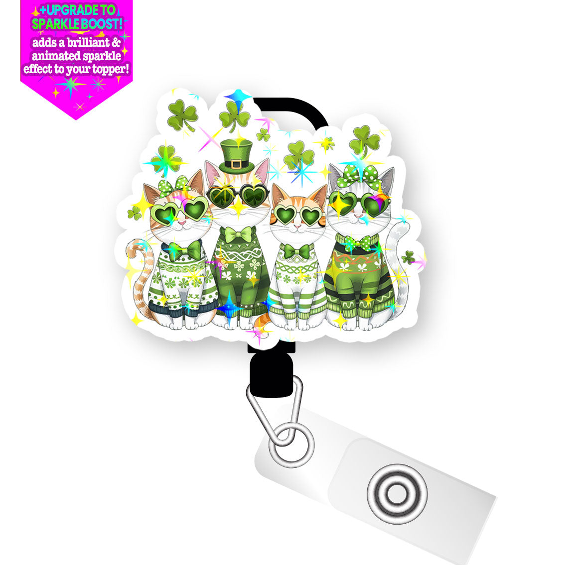 Lucky Cats Pop Topper Swapfinity Retractable ID Badge Reel - - Topperswap